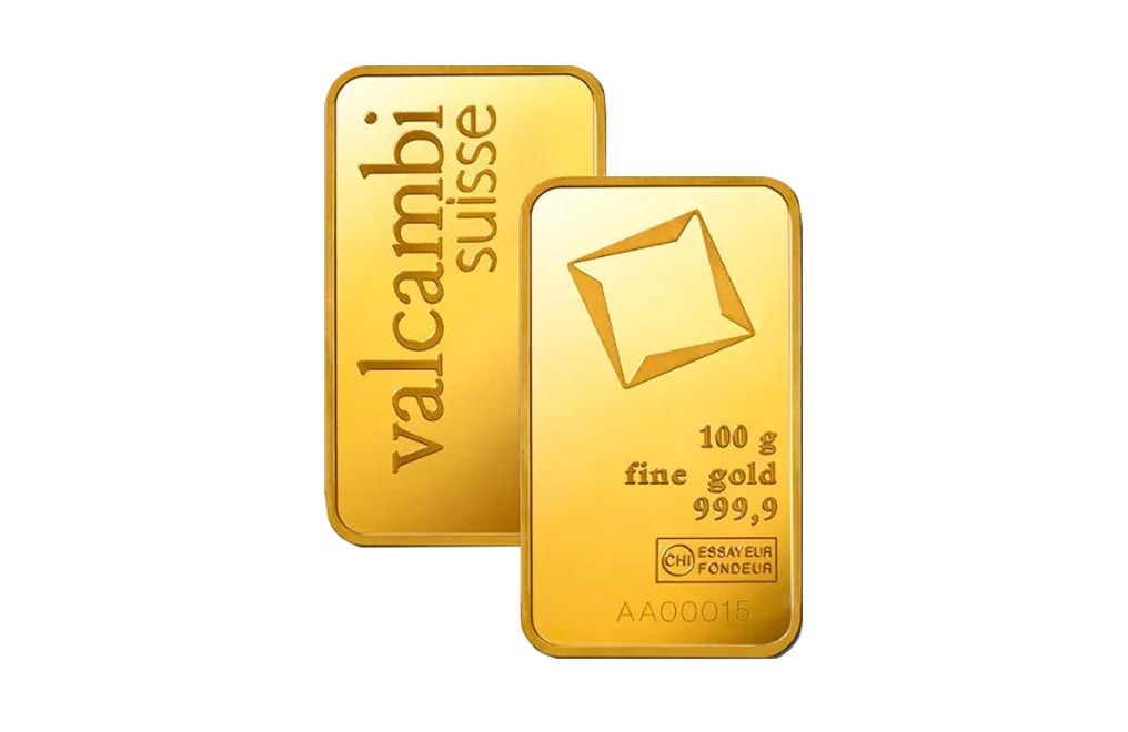 Buy Valcambi Suisse 100 g Gold Minted Bars (w/ assay), image 2
