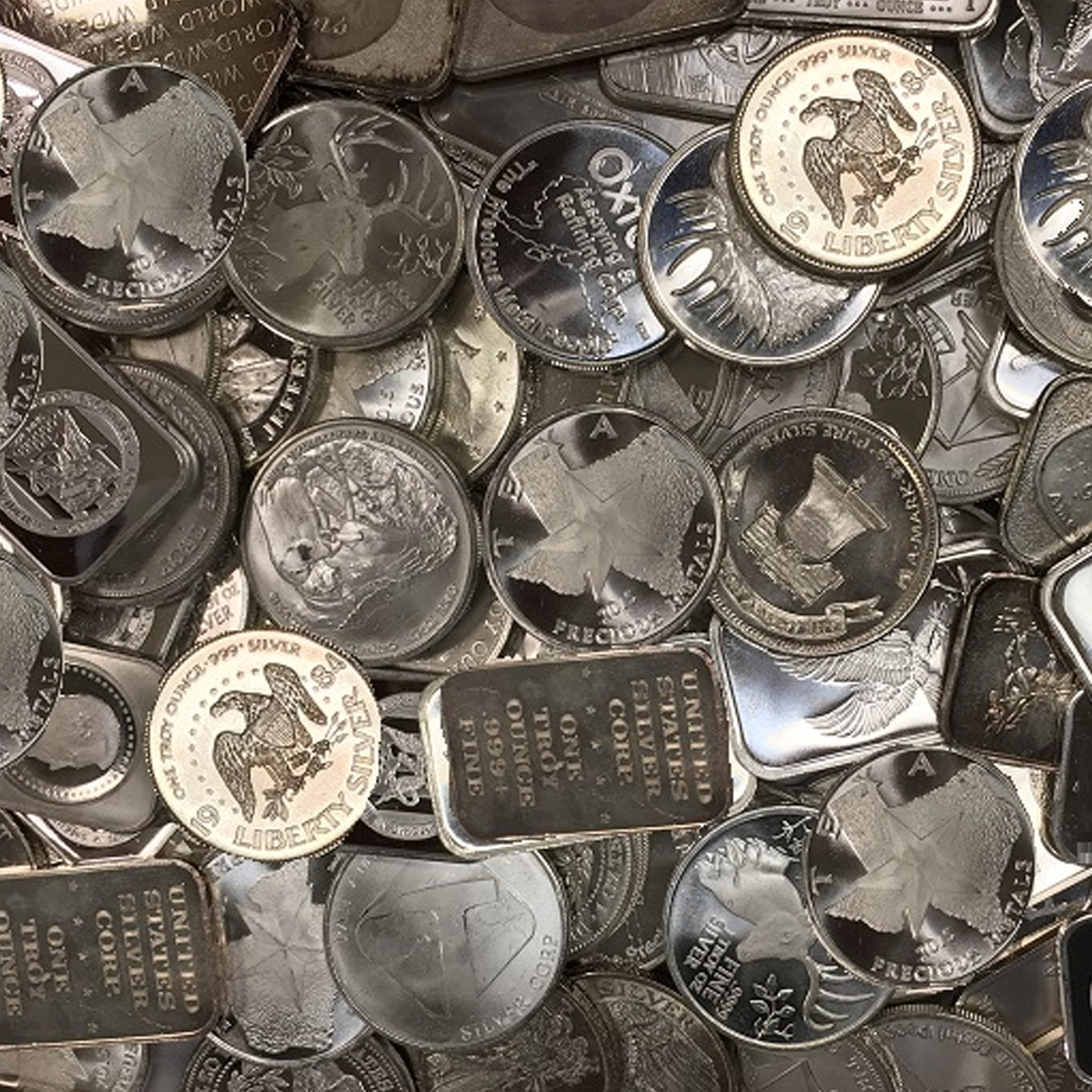 100 oz .999 Fine Silver Bars, Coins & Rounds in Kitco's Silver Grab Bag, image 0