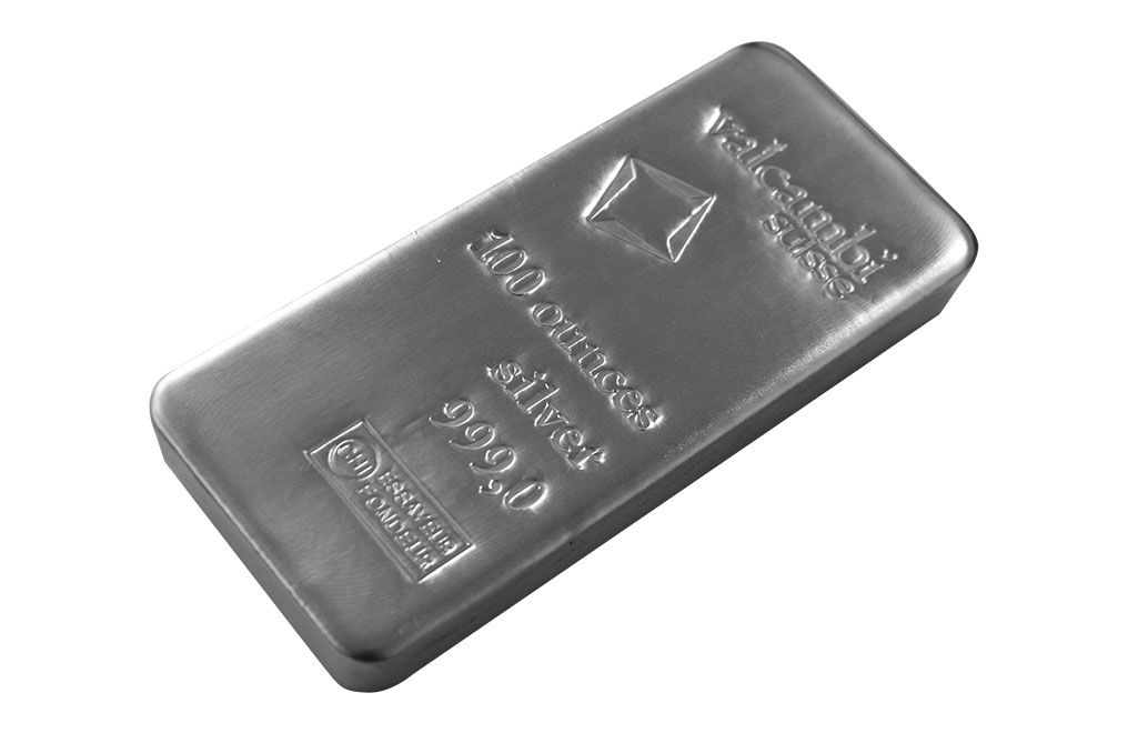 Buy 100 oz Silver Cast Bar - Valcambi Suisse, image 1