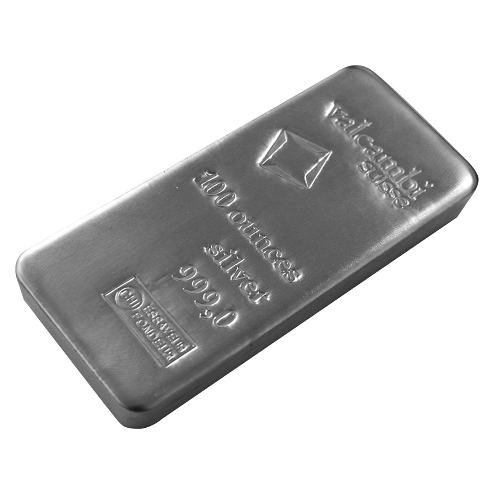 100 oz Silver Cast Bar - Valcambi Suisse, image 1