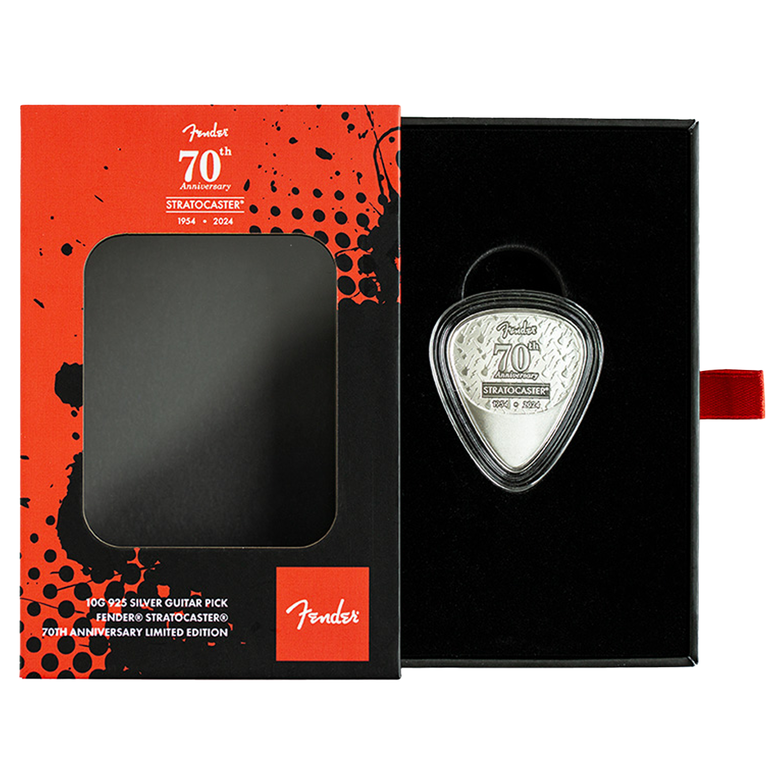 Buy 10 g Sterling Silver Fender® Stratocaster® 70th Anniversary Playable Pick .925, image 3