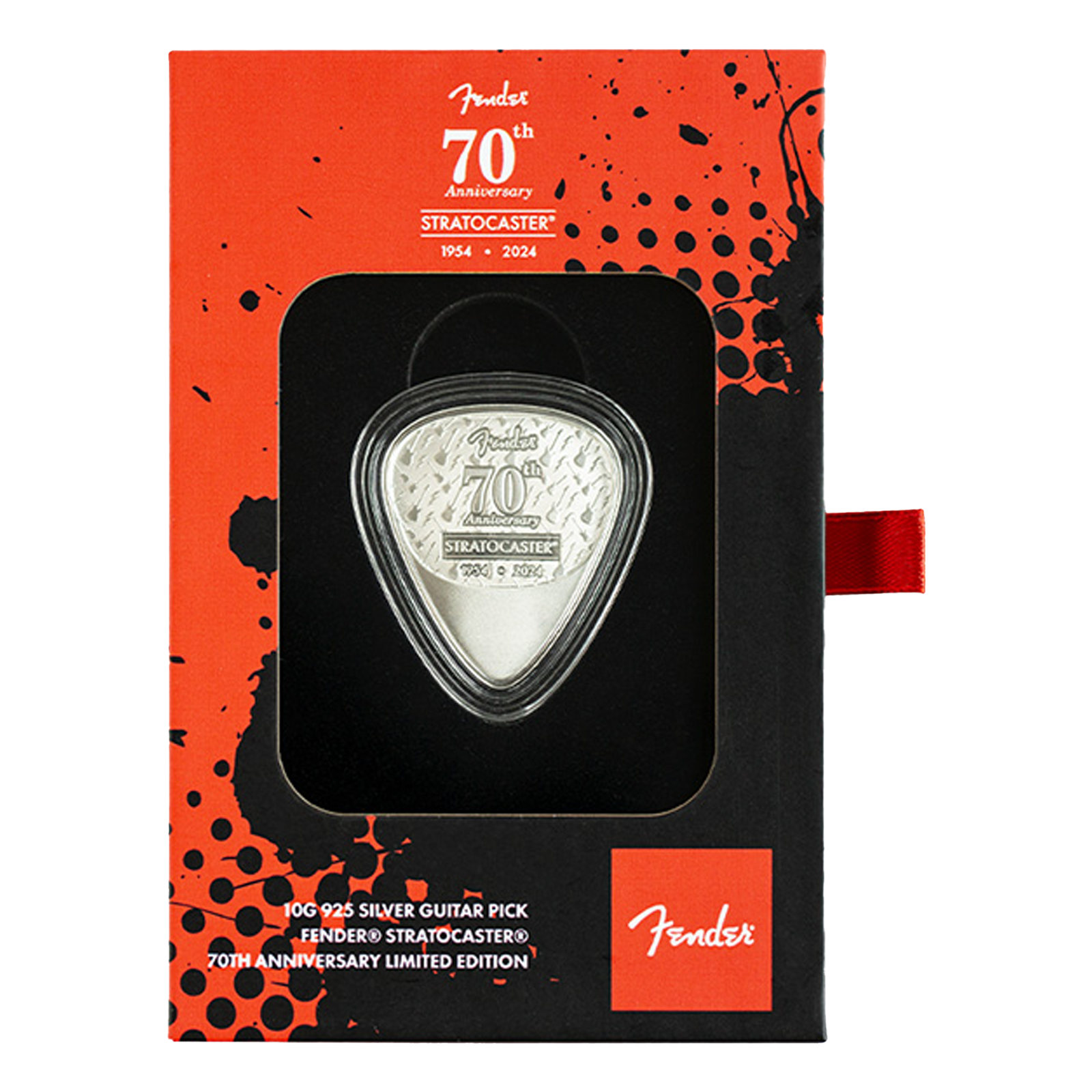 Buy 10 g Sterling Silver Fender® Stratocaster® 70th Anniversary Playable Pick .925, image 4