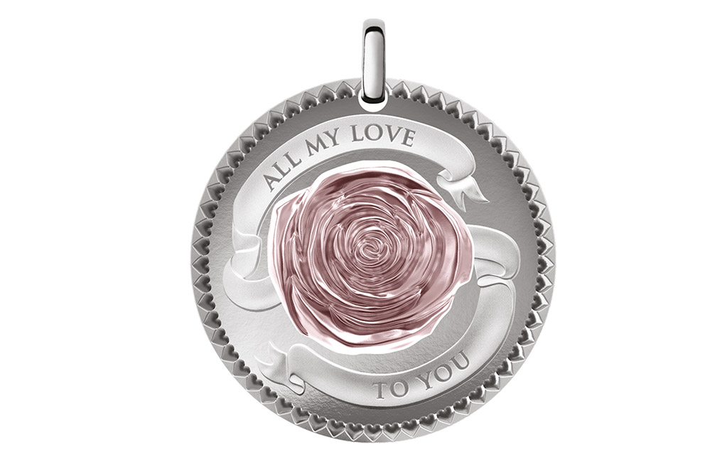 2019  Solomon Islands All My Love Rose Silver Coin by PAMP
