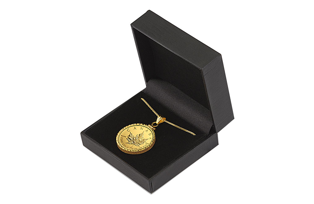 Buy 14K Gold 1/2 oz Canadian Gold Maple Diamond Cut Coin Bezel, image 4