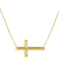 14K Yellow Gold Mini Sideways Cross Necklace