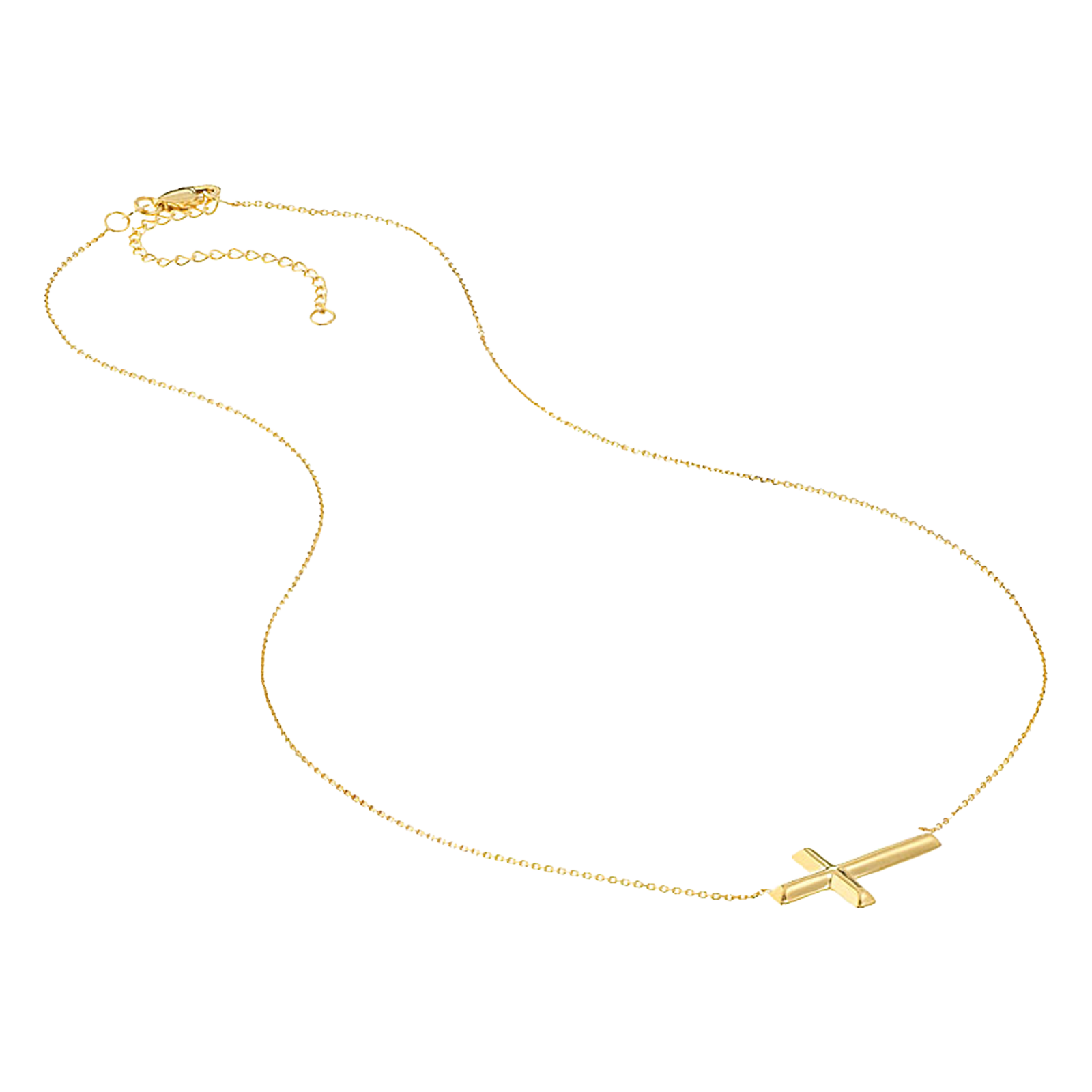 Buy 14K Yellow Gold Mini Sideways Cross Necklace, image 2