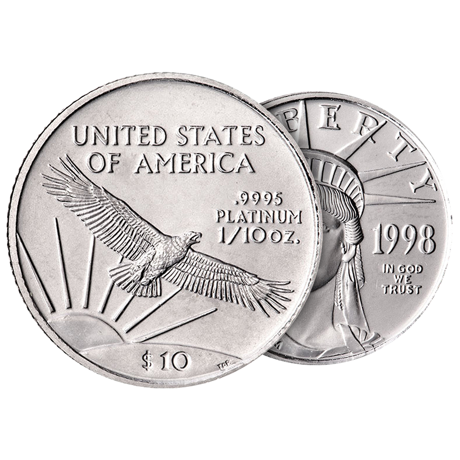1/10 oz American Platinum Eagle Coins, image 2