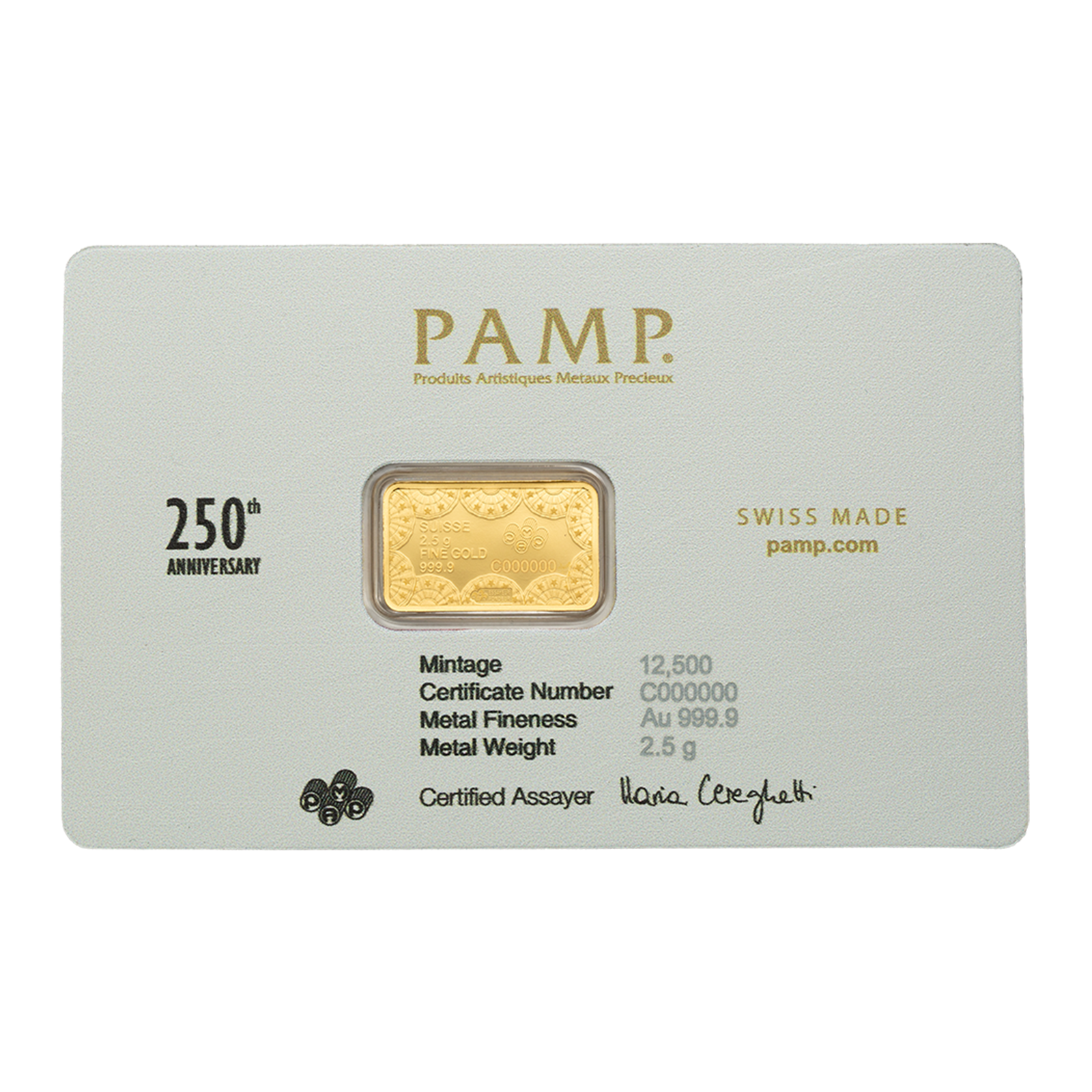 2.5 g Gold 250th Anniversary of the United States Vintage Heraldic Bald Eagle Bar, image 1