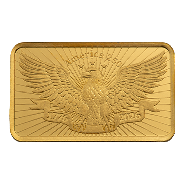 2.5 g Gold 250th Anniversary of the United States Vintage Heraldic Bald Eagle Bar, image 2