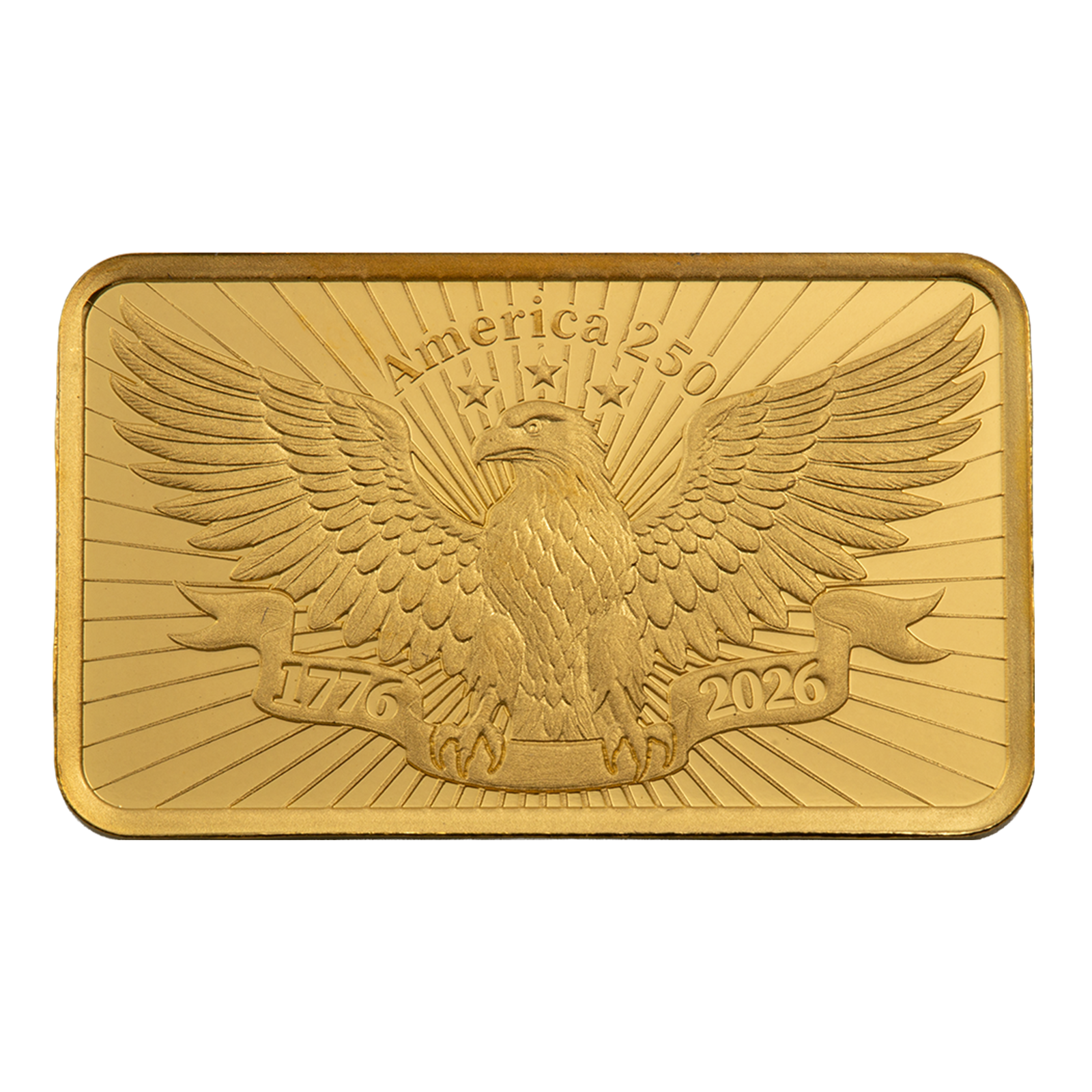 2.5 g Gold 250th Anniversary of the United States Vintage Heraldic Bald Eagle Bar, image 2