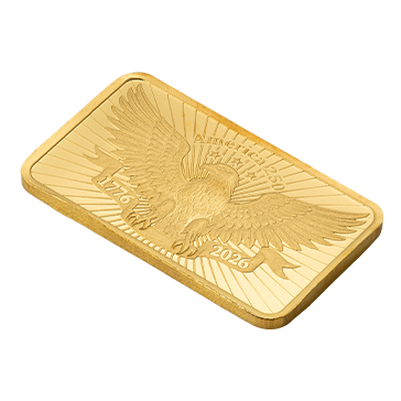 2.5 g Gold 250th Anniversary of the United States Vintage Heraldic Bald Eagle Bar, image 4