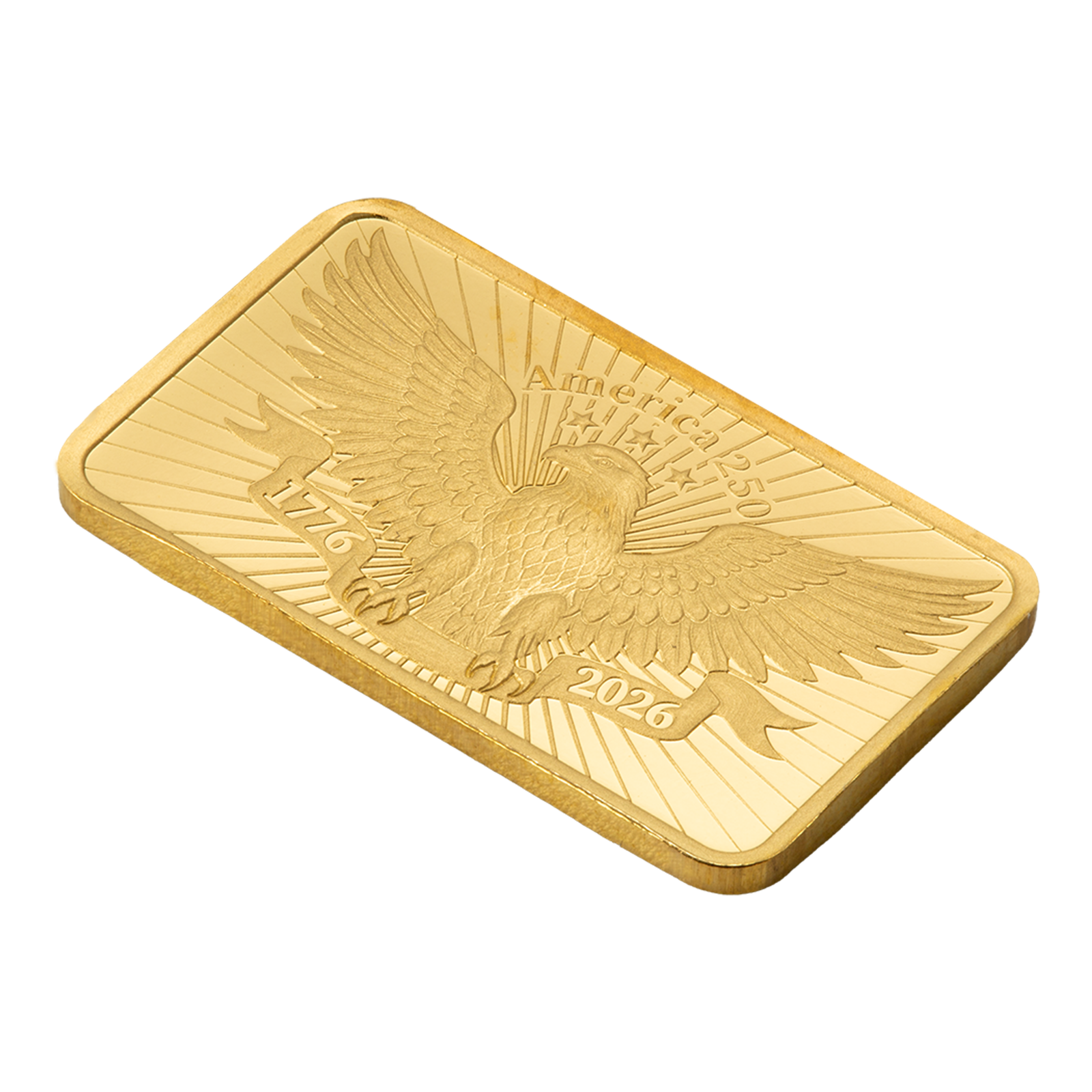2.5 g Gold 250th Anniversary of the United States Vintage Heraldic Bald Eagle Bar, image 4