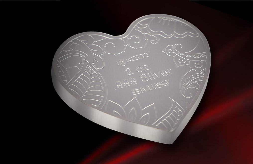 Buy 2 oz Pure Silver Heart Medallion .999, image 1