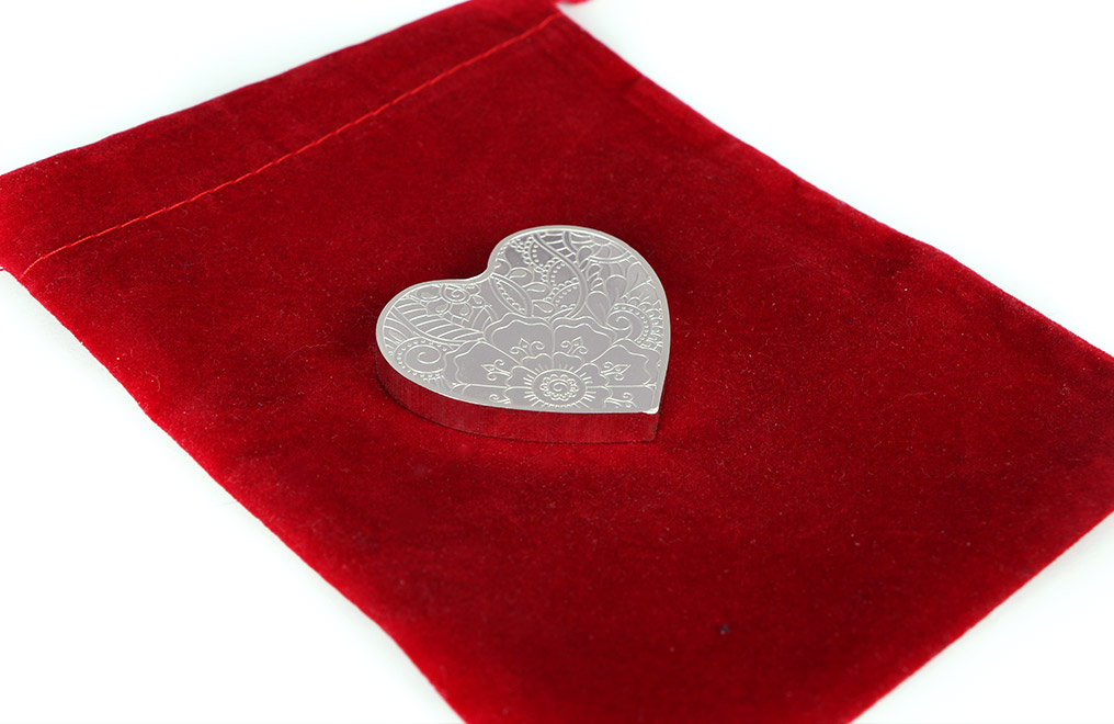 Buy 2 oz Pure Silver Heart Medallion .999, image 2