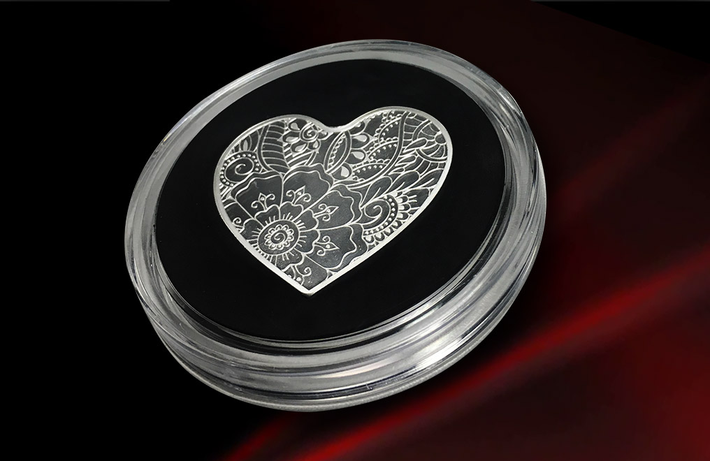 2 oz Pure Silver Heart Medallion .999, image 3
