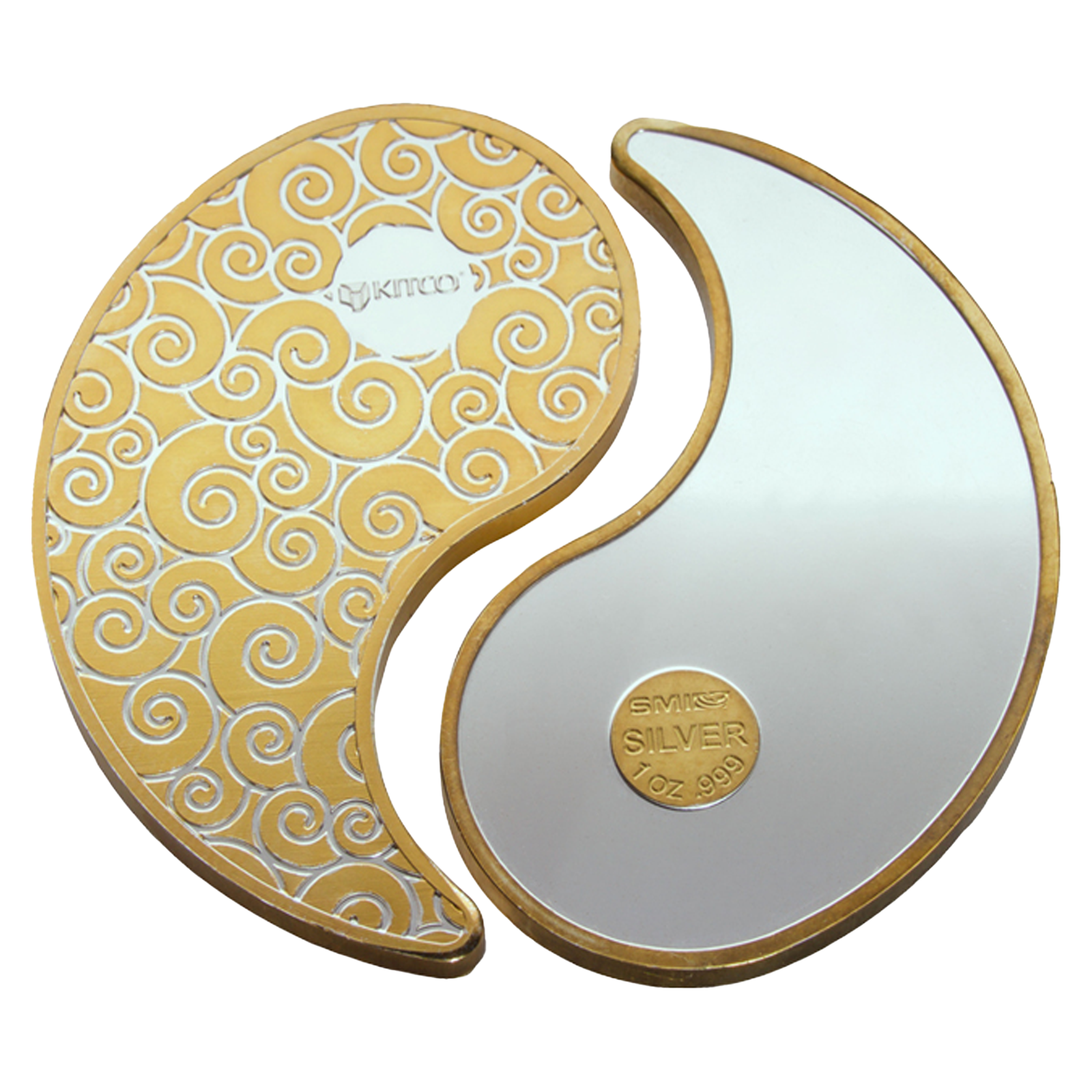 Buy 2 oz Pure Silver Gold Plated Yin Yang Round, image 0