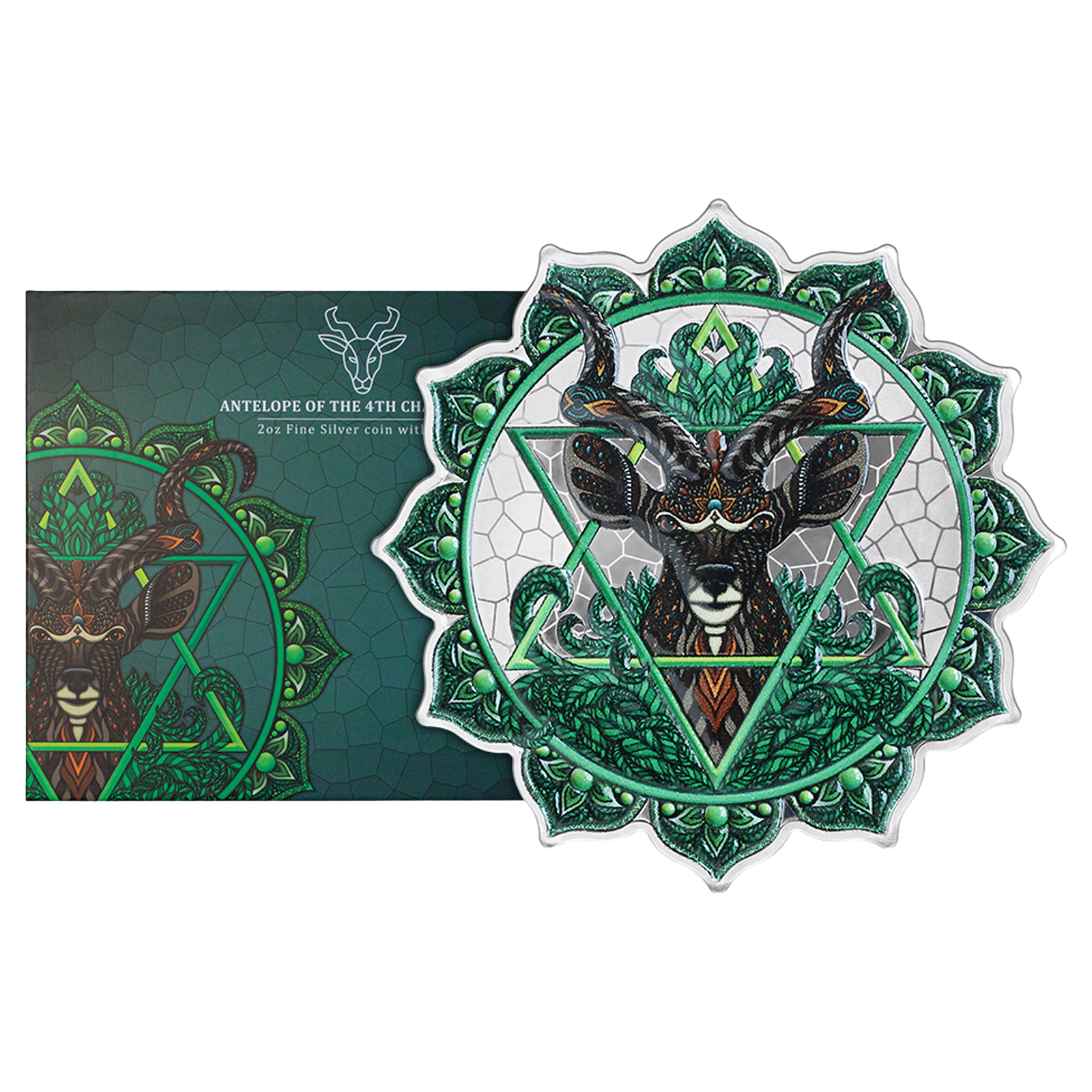 Buy 2 oz Silver Phil Lewis Antelope of the 4th Chakra Coin (2022), image 2