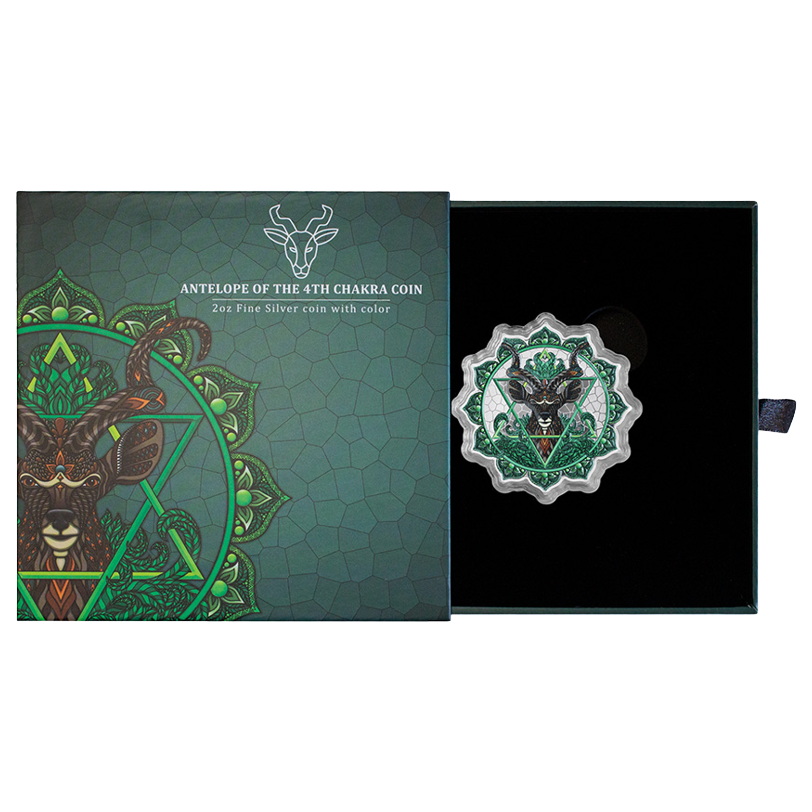 Buy 2 oz Silver Phil Lewis Antelope of the 4th Chakra Coin (2022), image 3