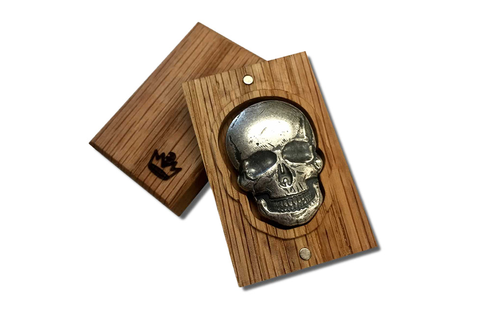 Buy 2 oz Silver Bar .999 - 3D Skull - Antique Finish, image 0