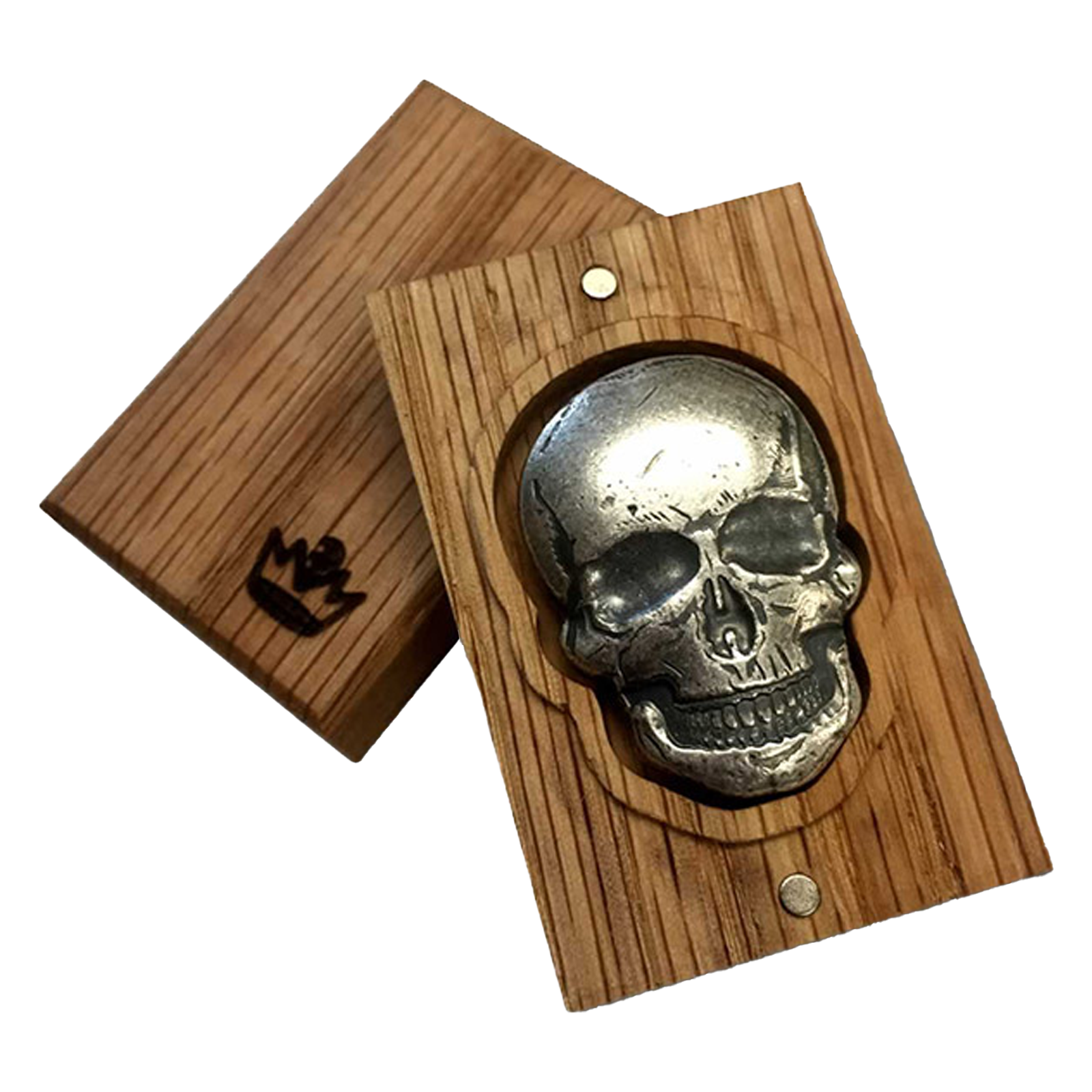 Buy 2 oz Silver Antique Finish Skull Bar, image 0