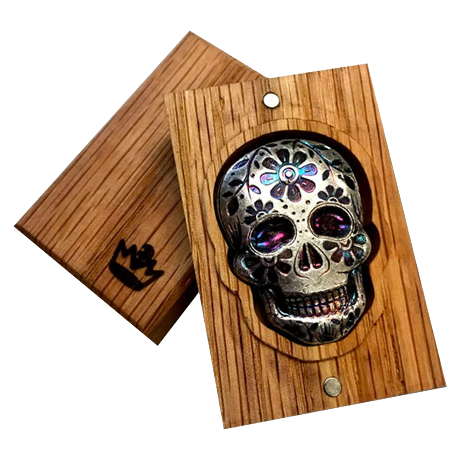 Buy 2 oz Silver 3D Skull Day of the Dead  Marigold Bar, image 2