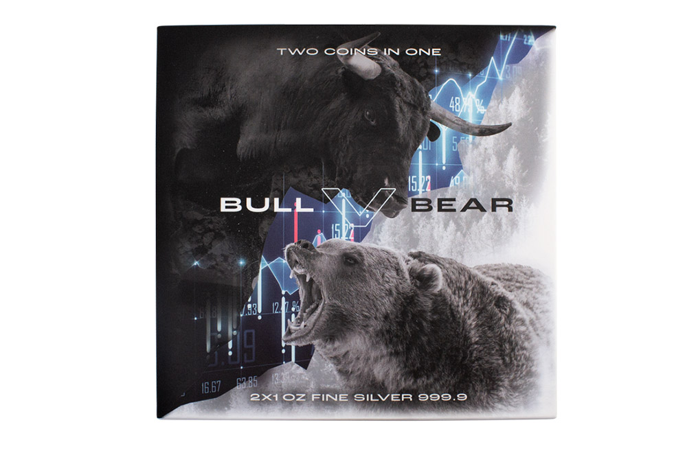 Buy 2 oz Silver Bull v Bear Coin Set (2021), image 8