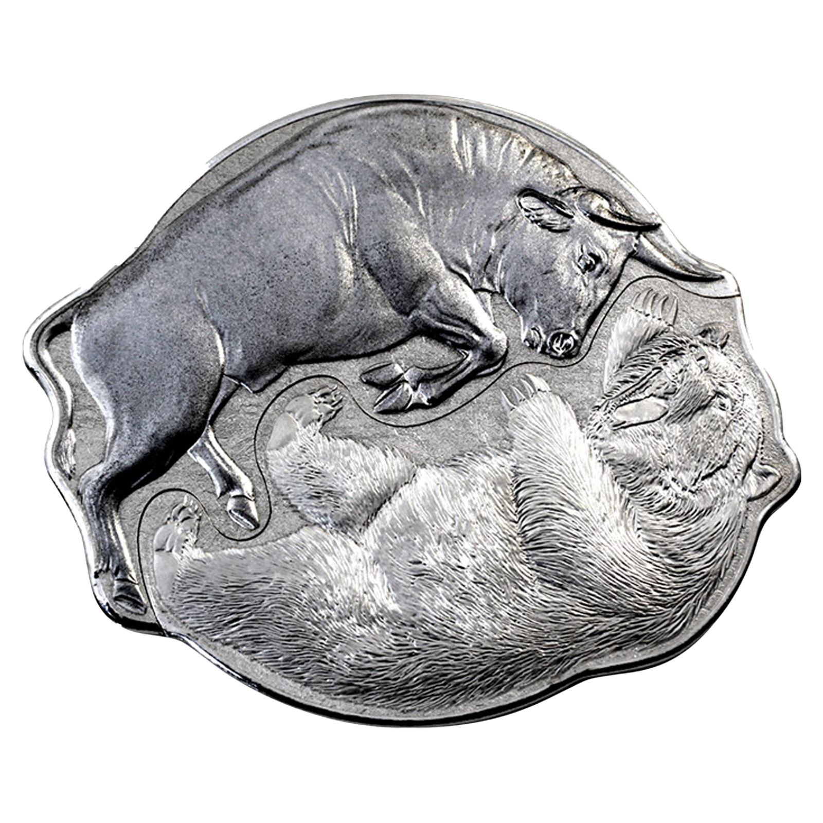 Buy 2 oz Silver Bull v Bear Coin Set (2021), image 0