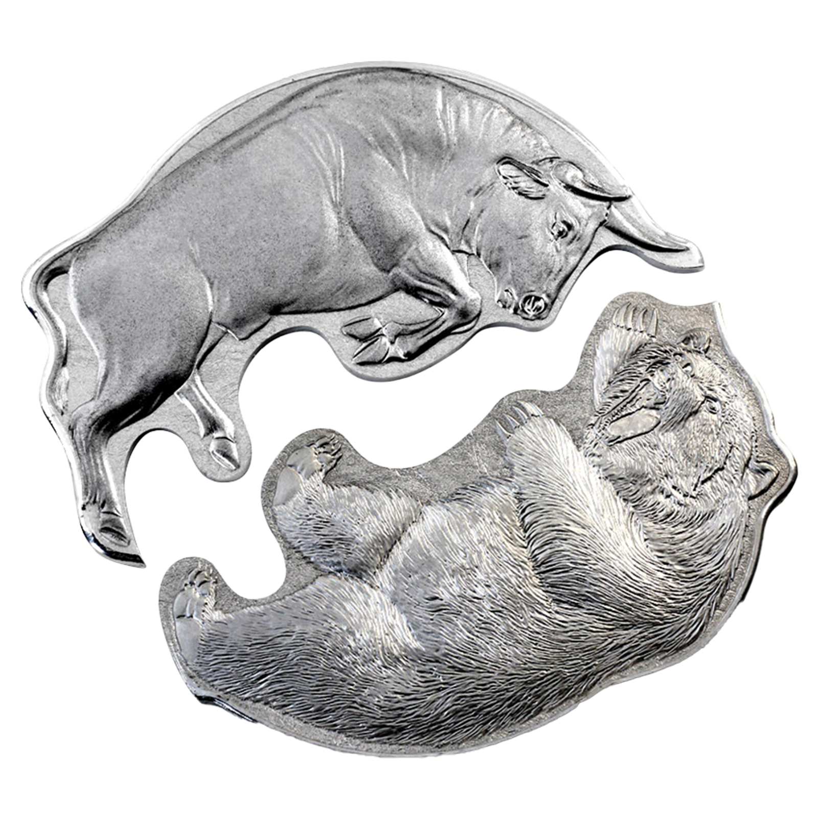 Buy 2 oz Silver Bull v Bear Coin Set (2021), image 3
