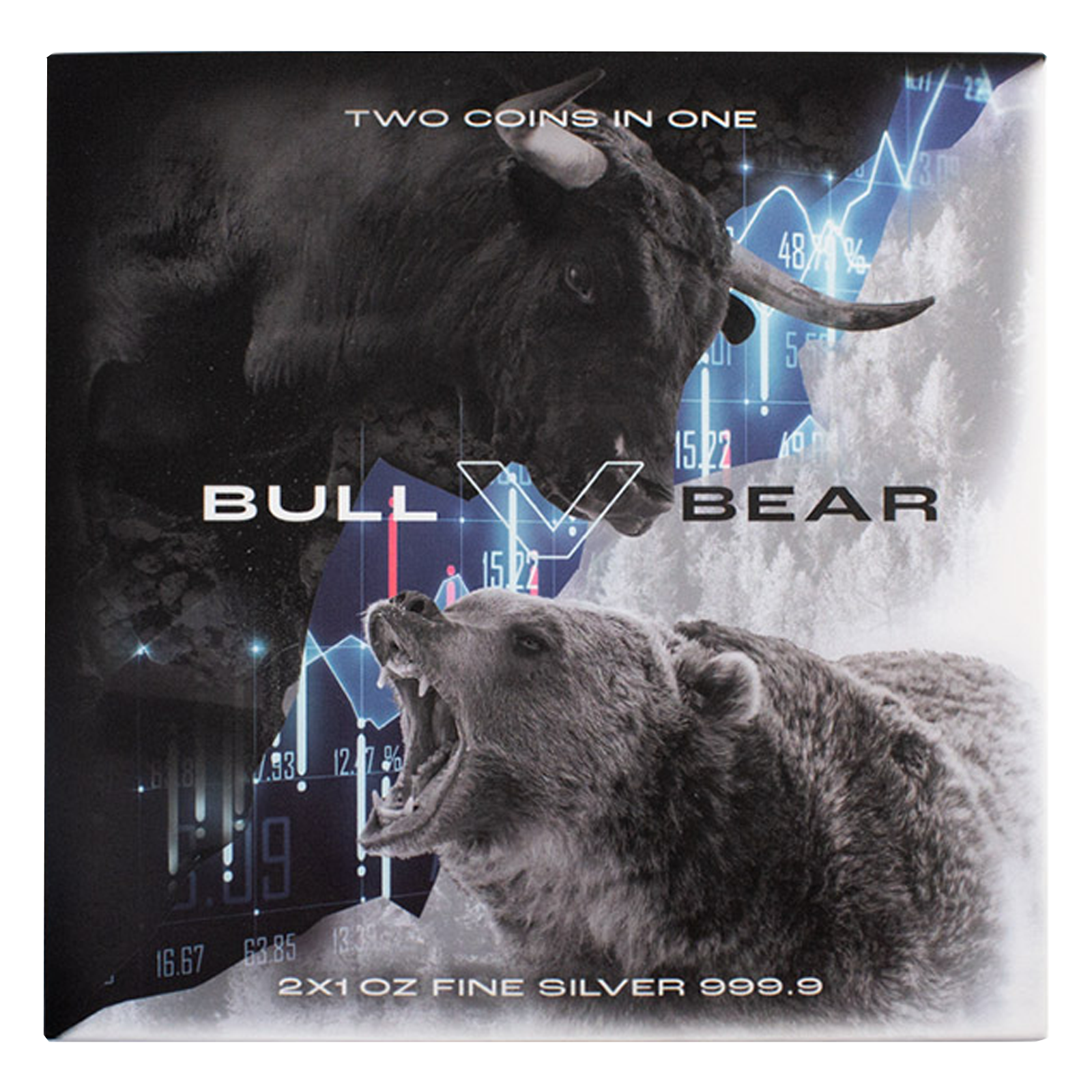 Buy 2 oz Silver Bull v Bear Coin Set (2021), image 5