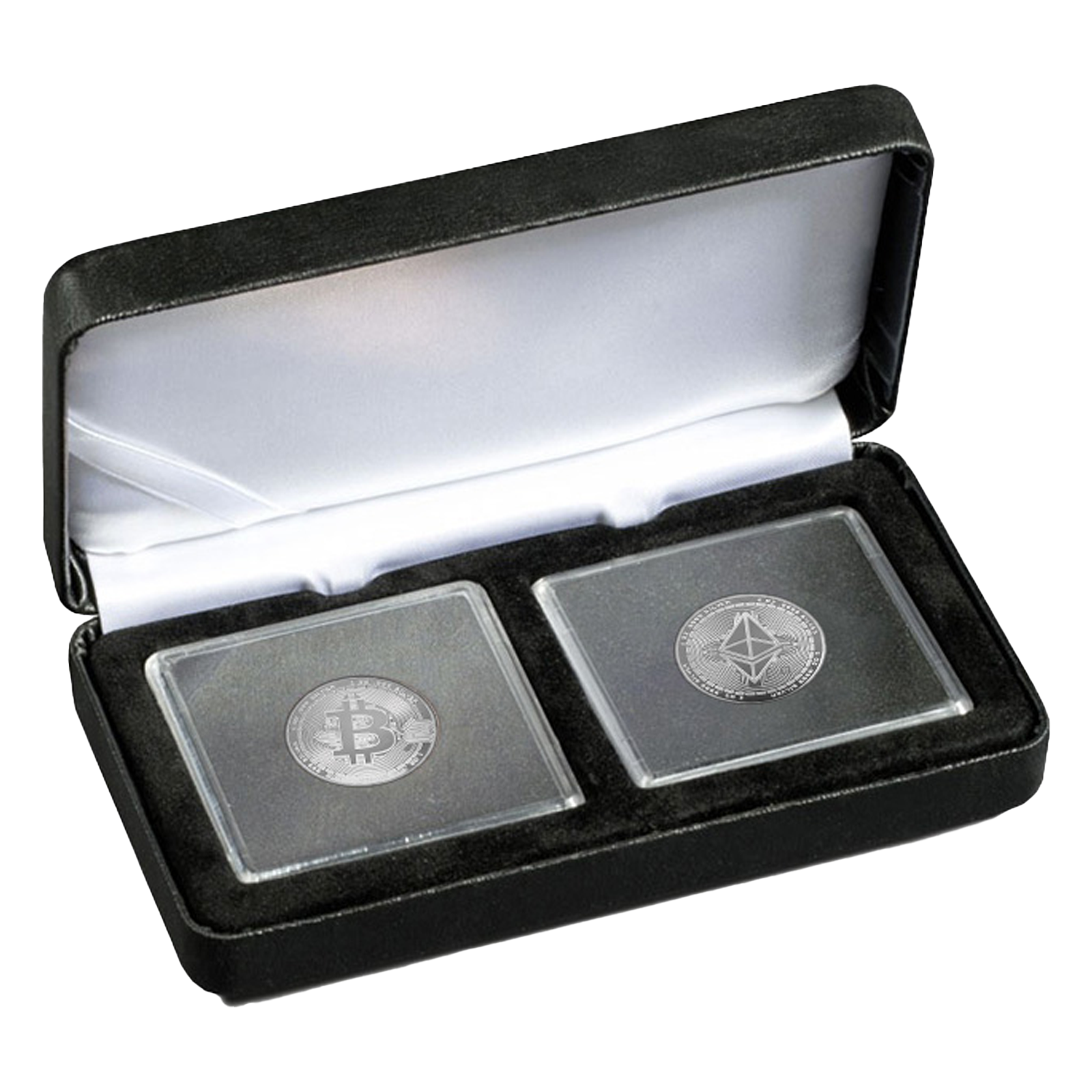 2 oz Silver Cryptocurrency Bitcoin and Ethereum Round Set, image 0