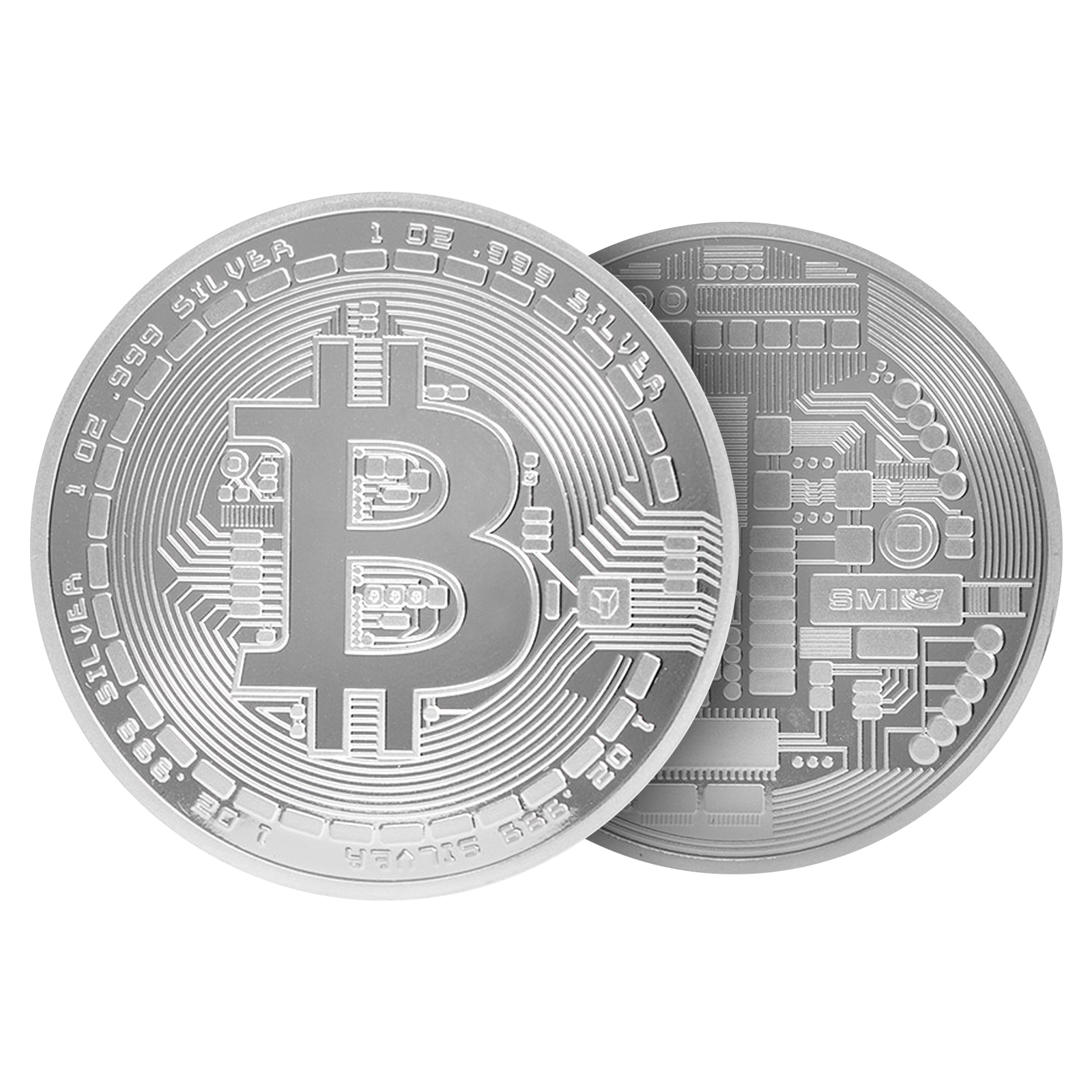 2 oz Silver Cryptocurrency Bitcoin and Ethereum Round Set, image 1