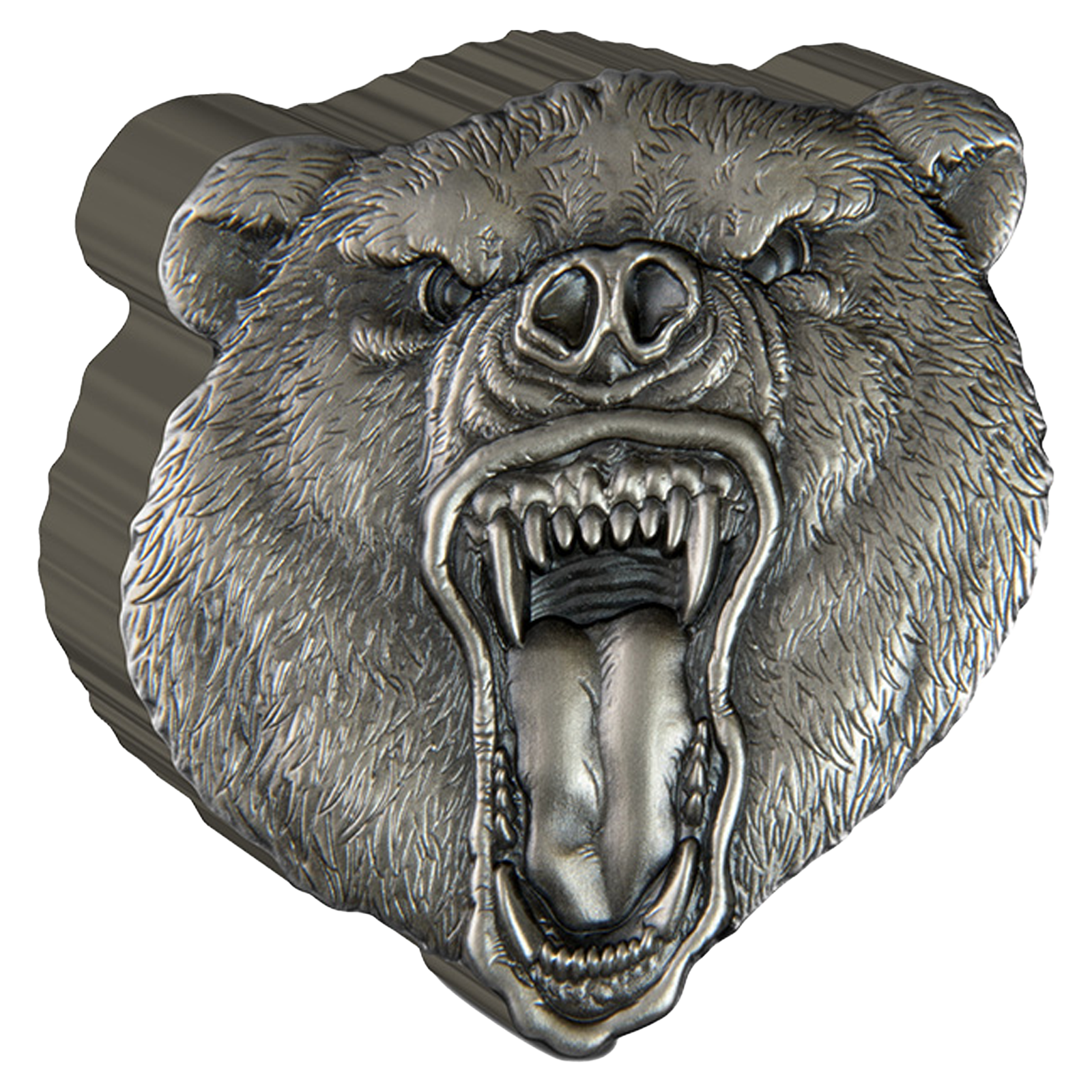 Buy 2 oz Silver Fierce Nature Grizzly Bear Coin (2023), image 0