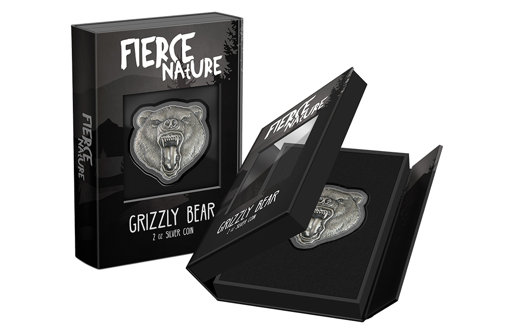 Buy 2 oz Silver Fierce Nature Grizzly Bear Coin (2023), image 4