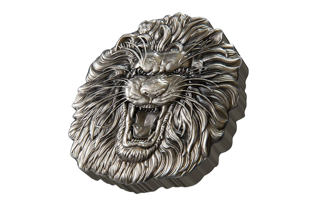 Buy 2 oz Silver Fierce Nature Lion Coin (2022), image 3
