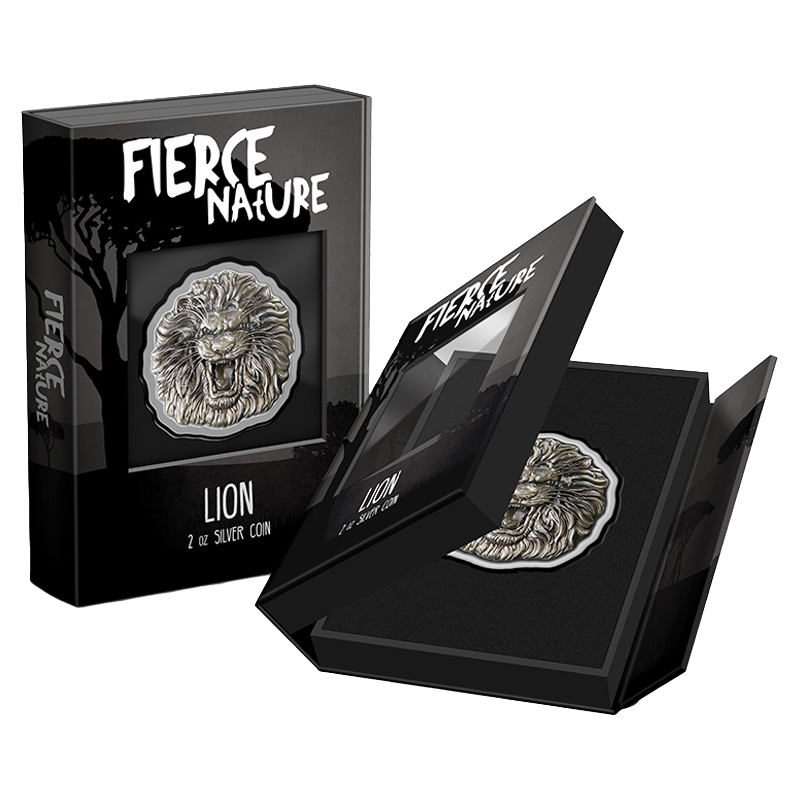 Buy 2 oz Silver Fierce Nature Lion Coin (2022), image 3