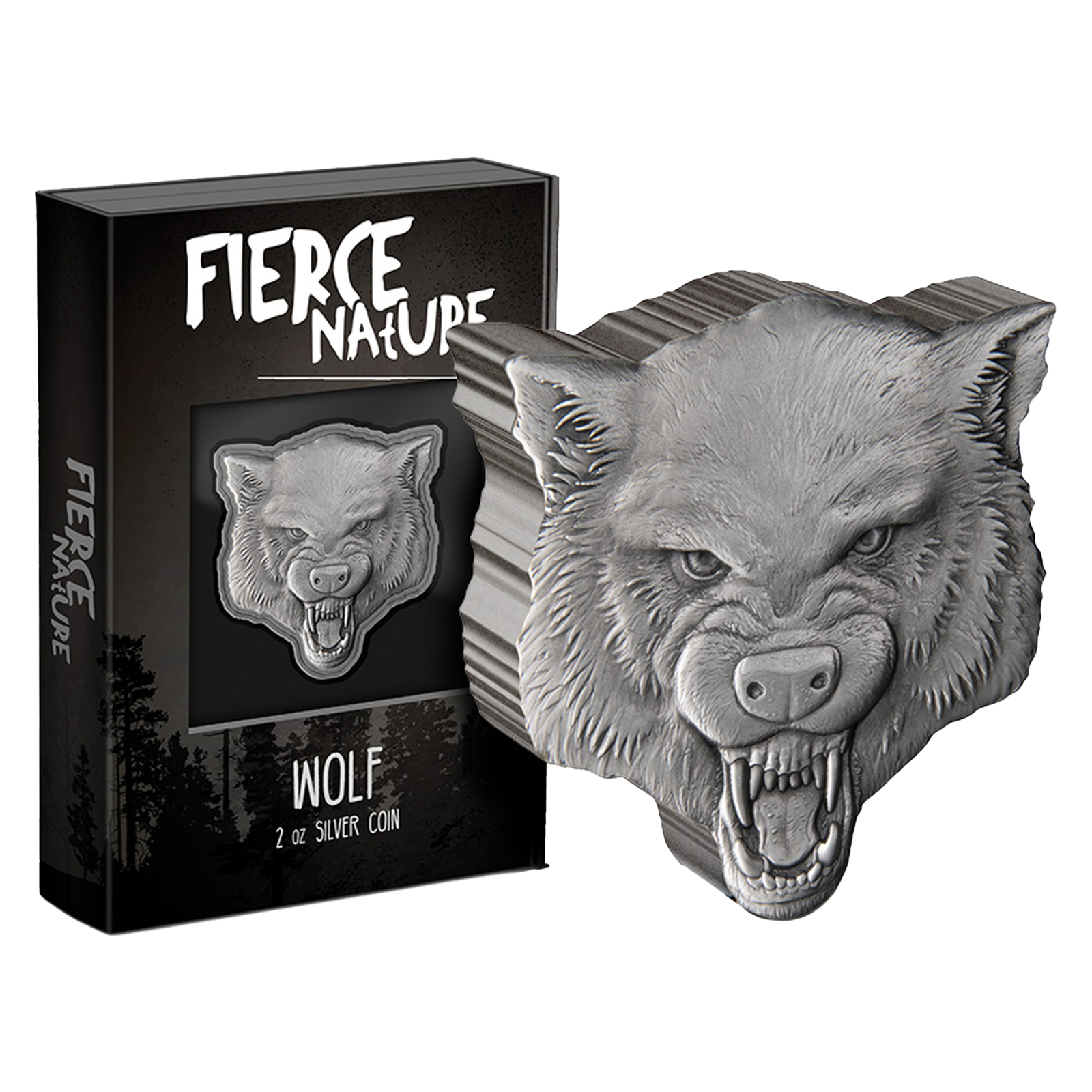 Buy 2 oz Silver Fierce Nature Wolf Coin (2023), image 2