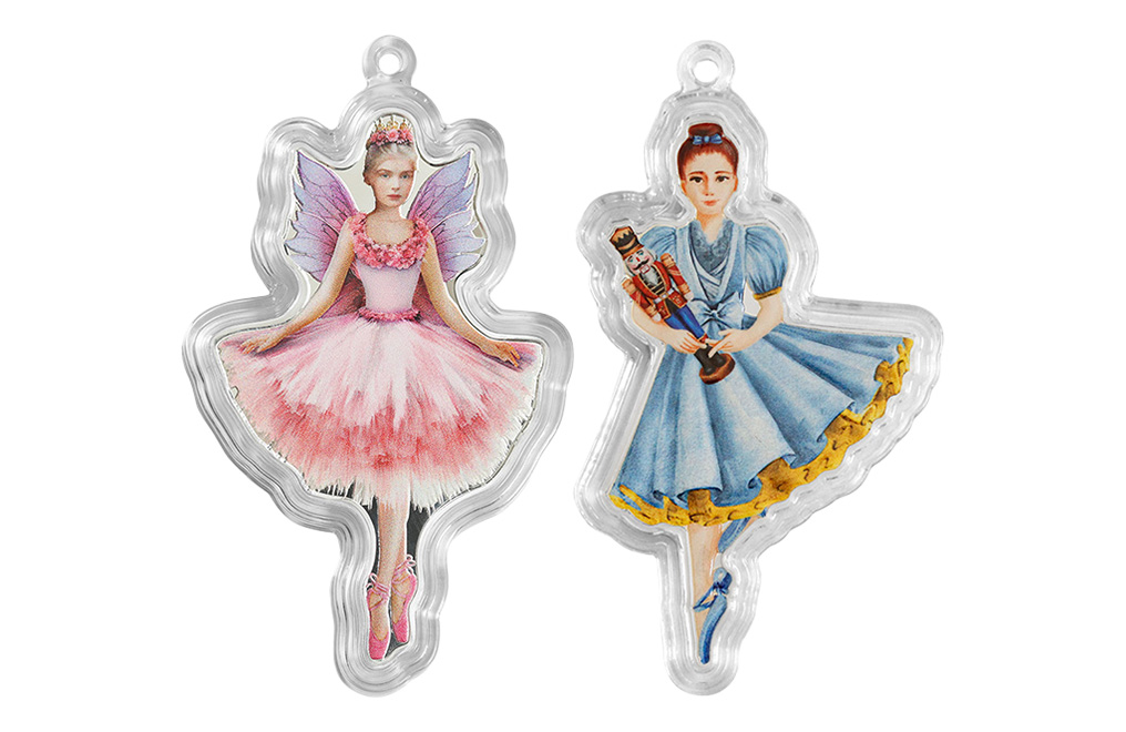 Buy 2 oz Silver Nutcracker Clara and Sugar Plum Fairy Ornament Coin Bundle, image 0