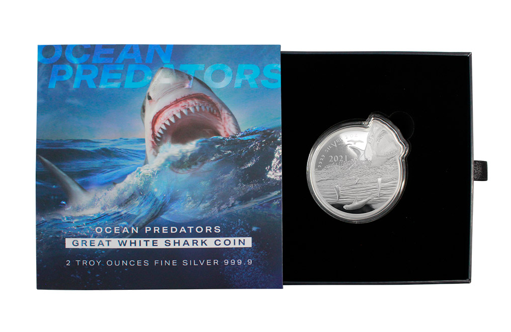Buy 2 oz Silver Ocean Predators Great White Shark Coin (2021), image 3