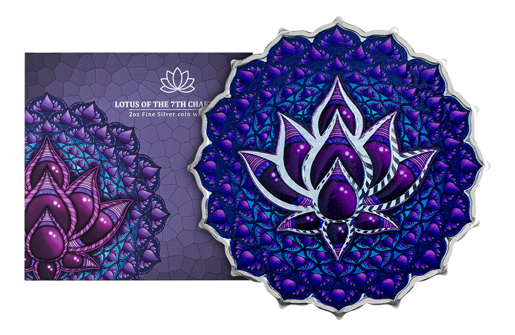 Buy 2 oz Silver Phil Lewis Lotus of the 7th Chakra (2024), image 2