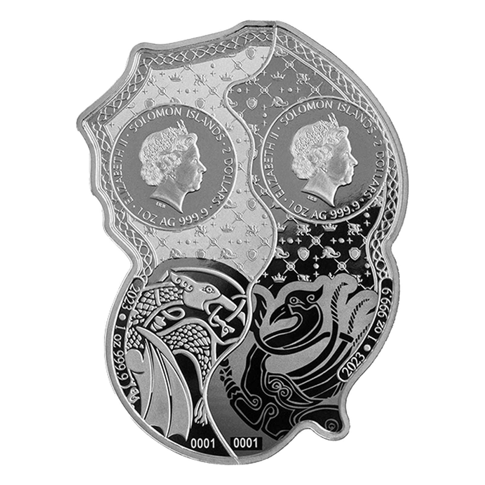 Buy 2 oz Silver Phoenix v Dragon Coin Set (2 x 1 oz) (2023), image 1