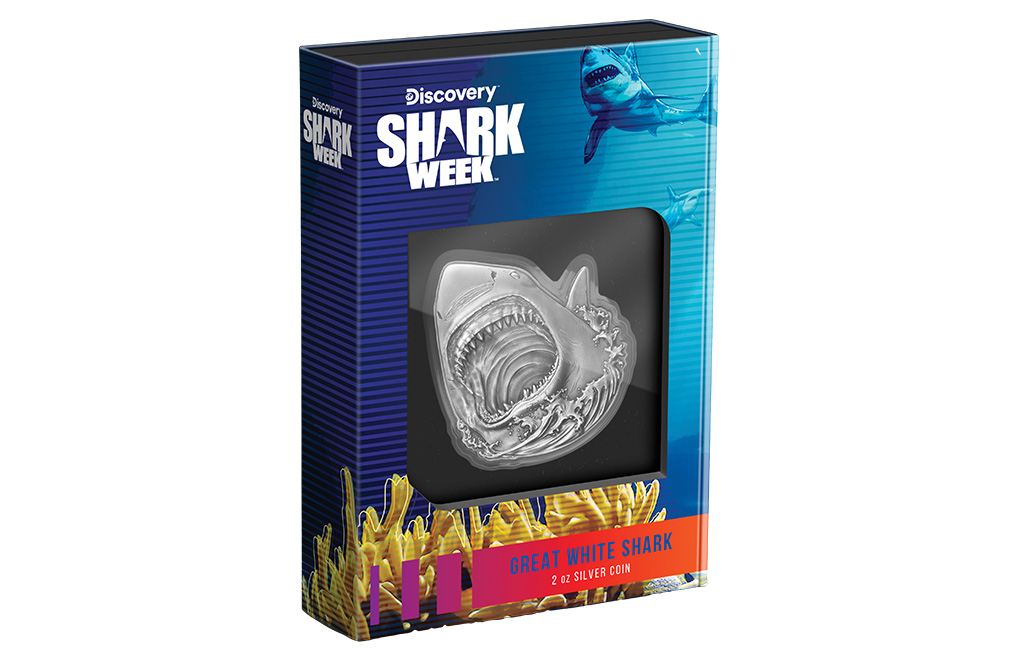 Buy 2 oz Silver Shark Week Great White Shark Coin (2024), image 4