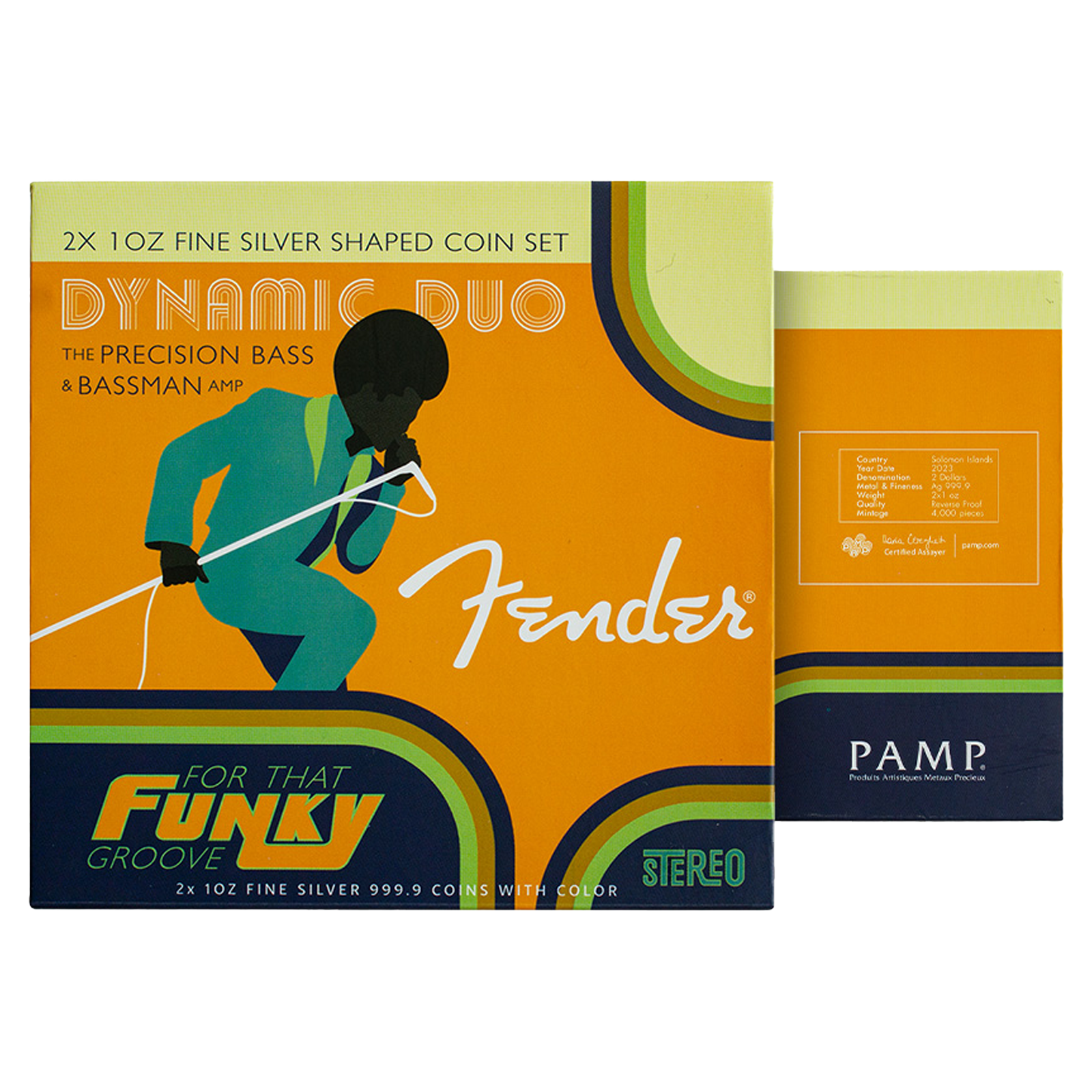 2 oz Silver Fender® Dynamic Duo Precision Bass® Guitar & Bassman® Amp Coin, image 6