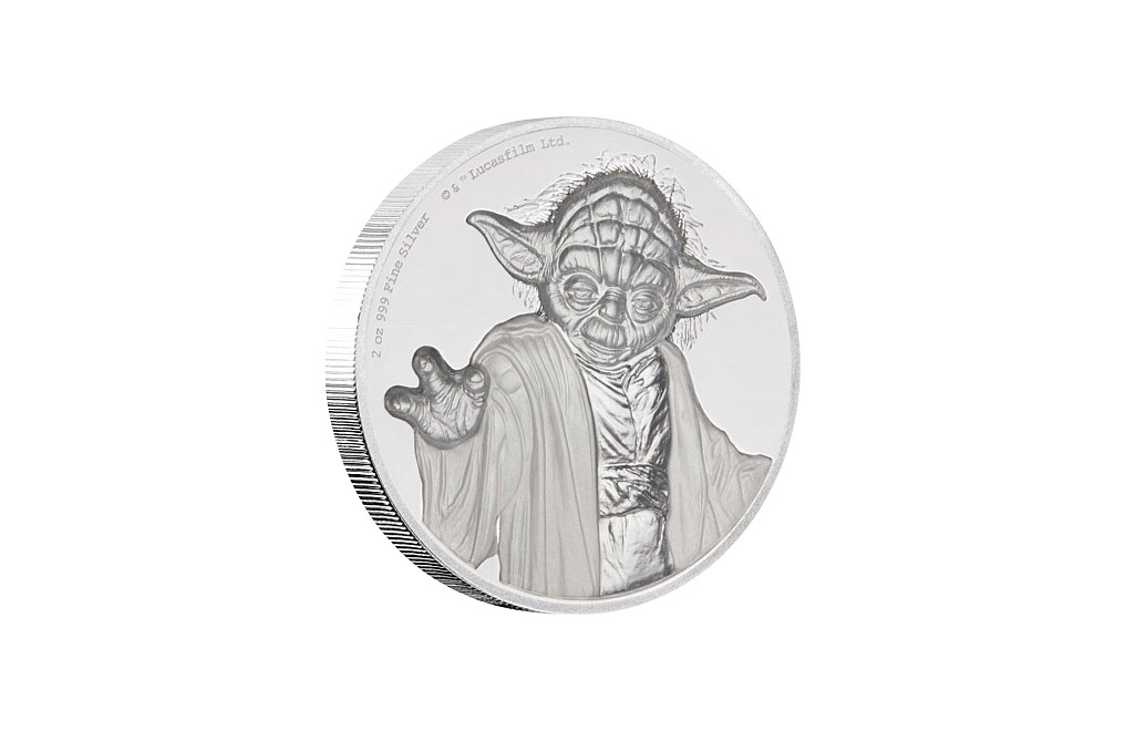 Buy 2 oz Ultra High Relief Silver Coin .999 - Star Wars - Yoda, image 0