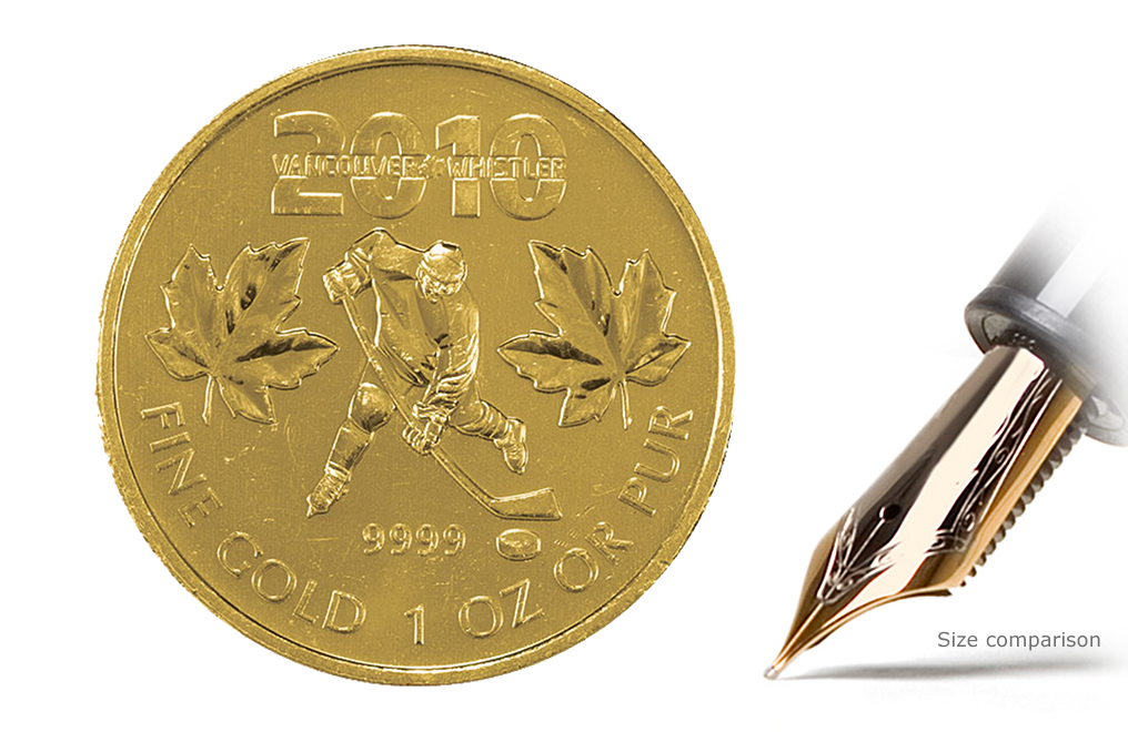 2010 Bullion $5 1oz .9999 SML w/ gold Hockey Player Canada COIN&COA ONLY 
