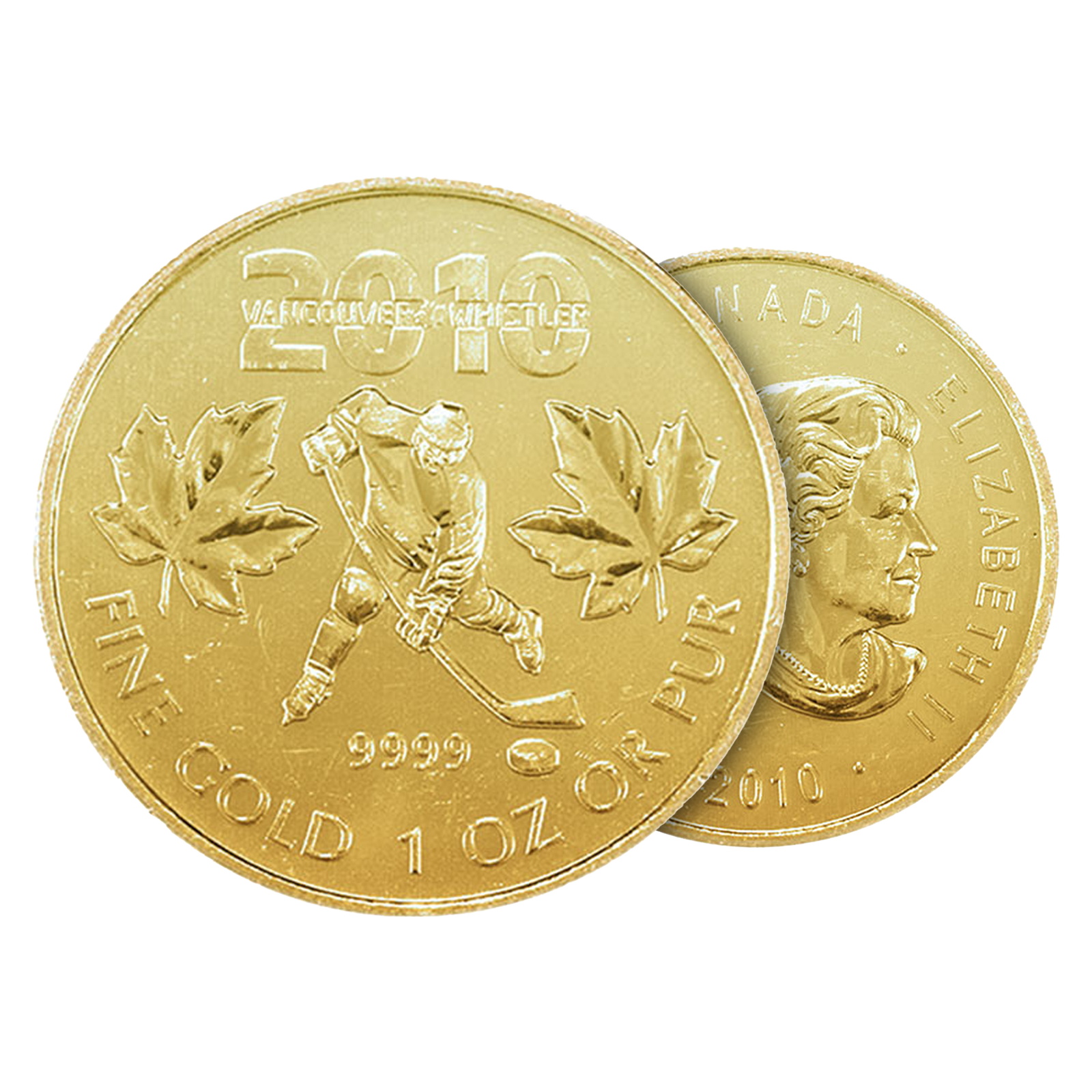 2010 1 oz Gold Maple Leaf Olympic Edition Coin, image 2