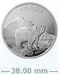 2011 1 oz Silver Grizzly Canadian Wildlife Series Coin