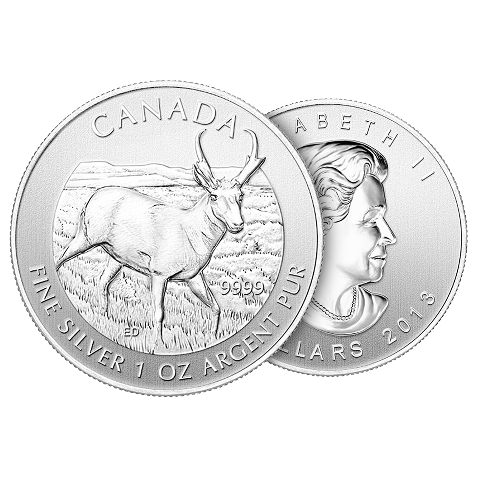 2013 1 oz Silver Antelope Coins - Canadian Wildlife Series Coin, image 2