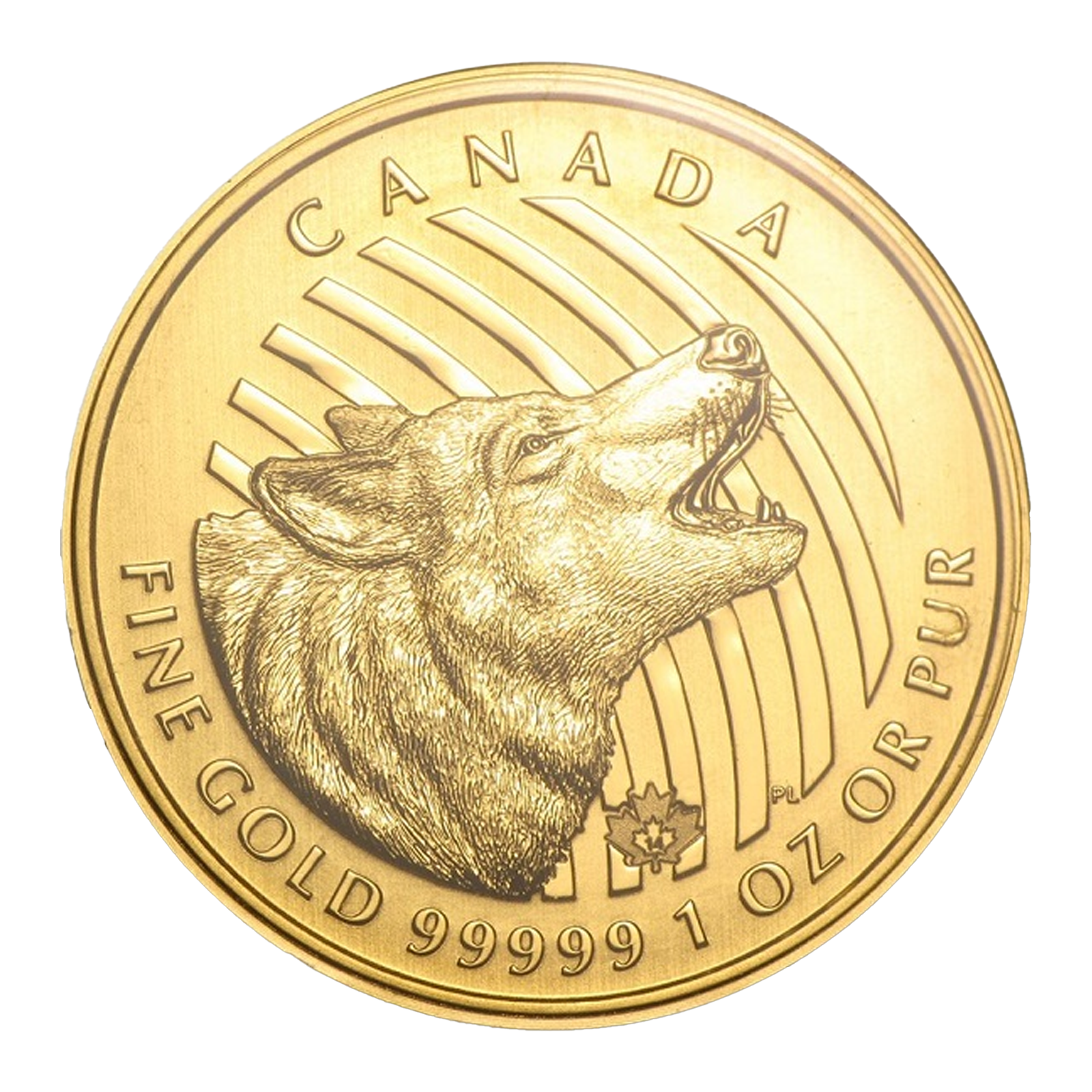 2014 1 oz Canadian Gold Howling Wolf Coins, image 2