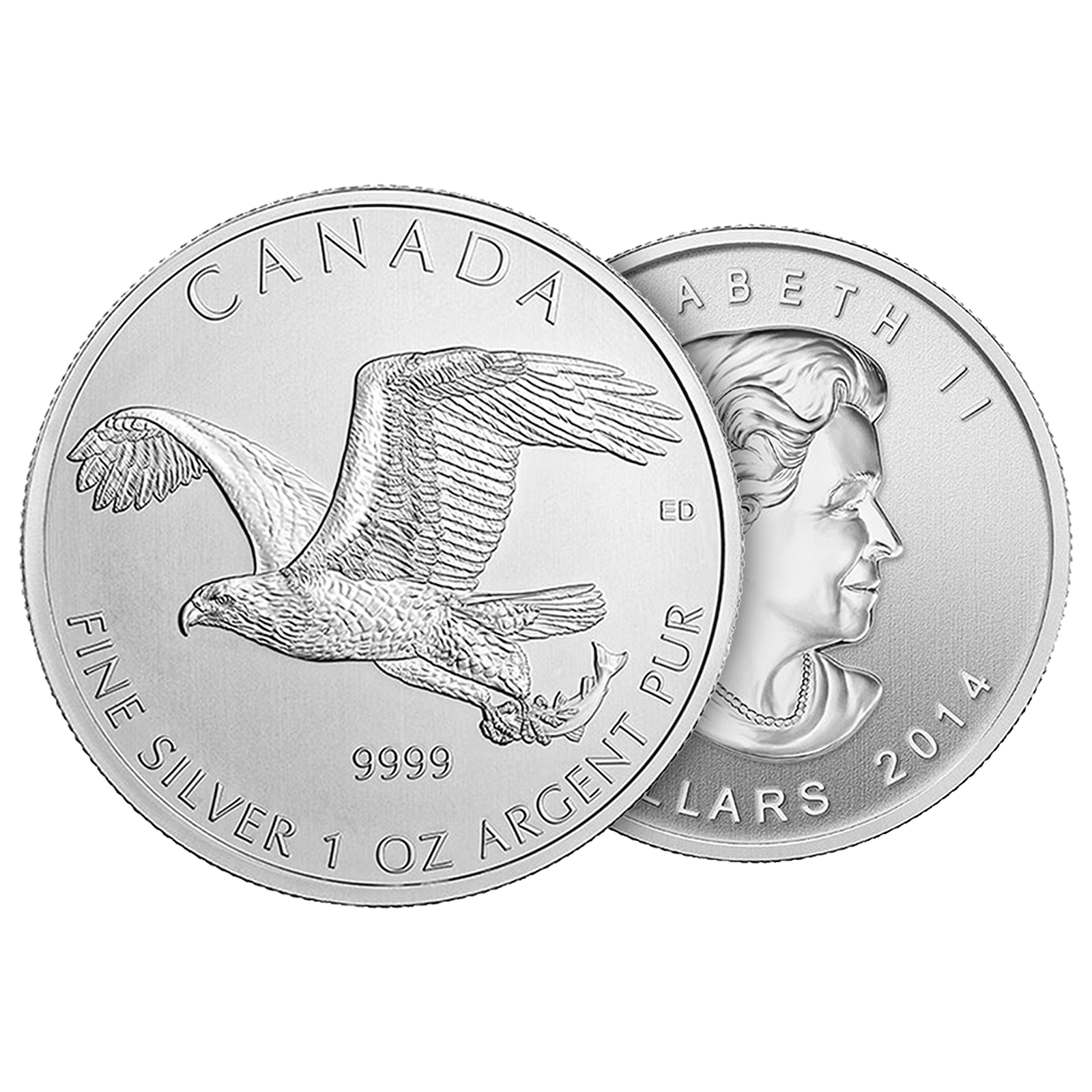 2014 1 oz Silver Bald Eagle Coins - Canadian Birds of Prey Series, image 2