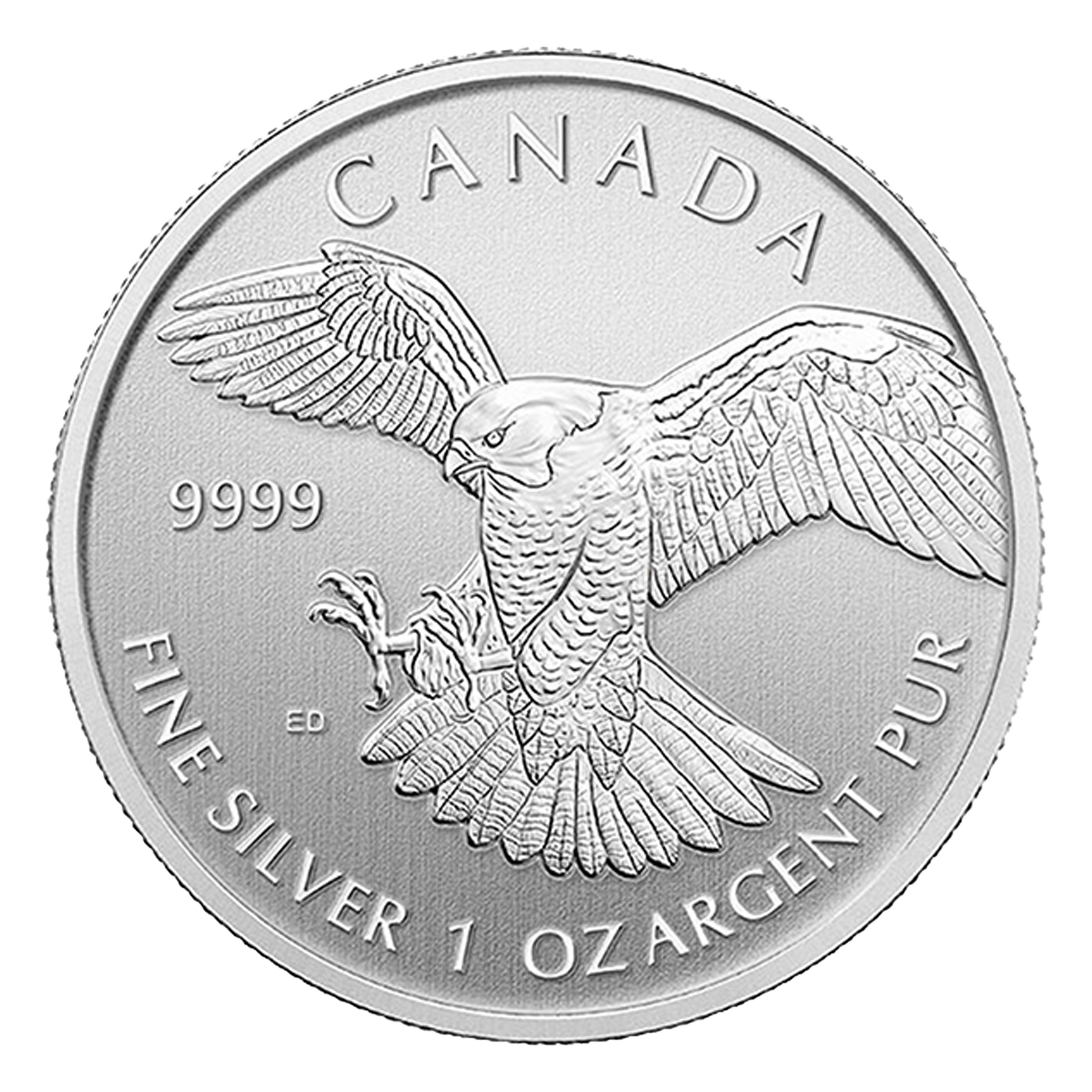 2014 1 oz Silver Peregrine Falcon Coins - Canadian Birds of Prey Series Coin, image 0